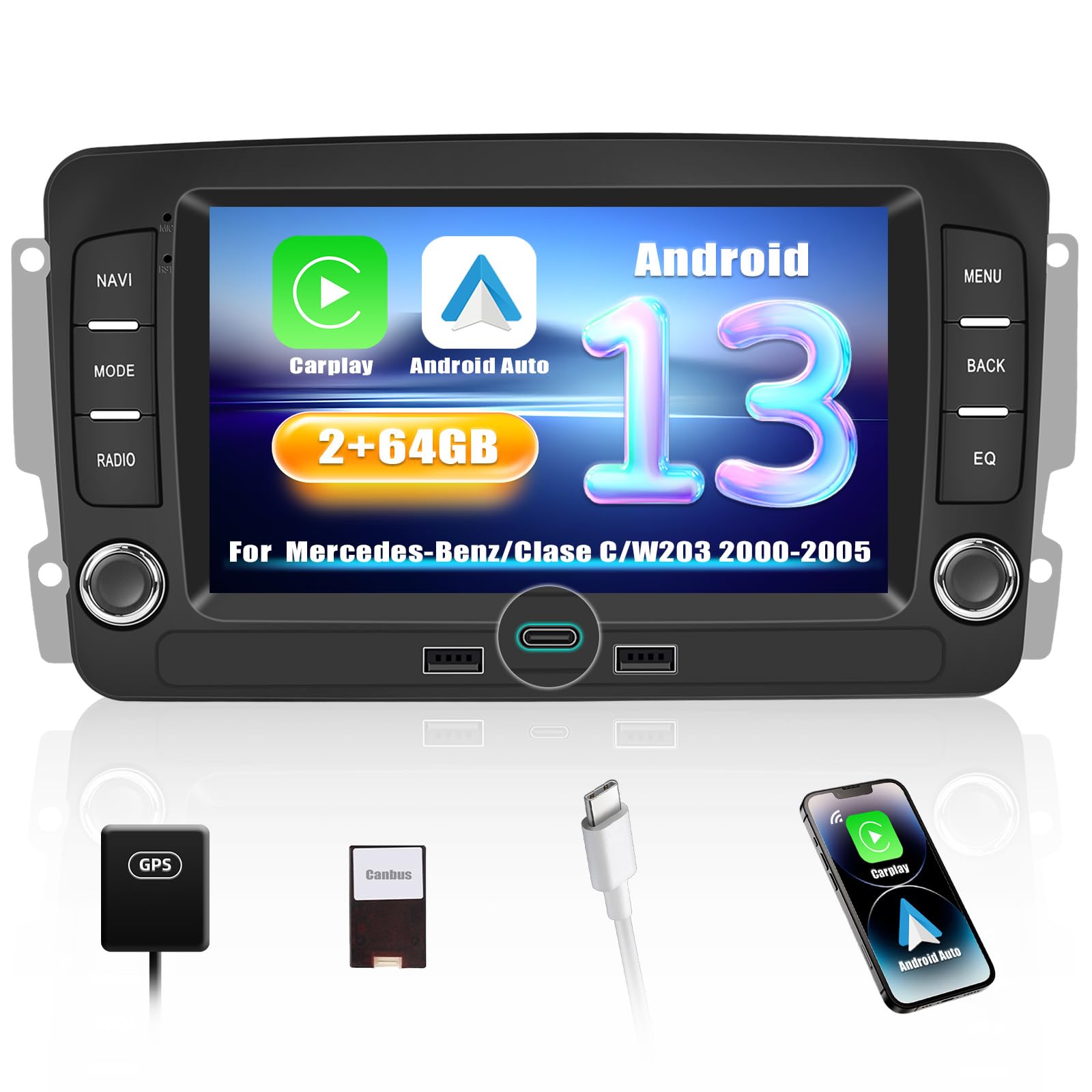 Sixwin Android 13 Autoradio 7" per Mercedes-Benz
