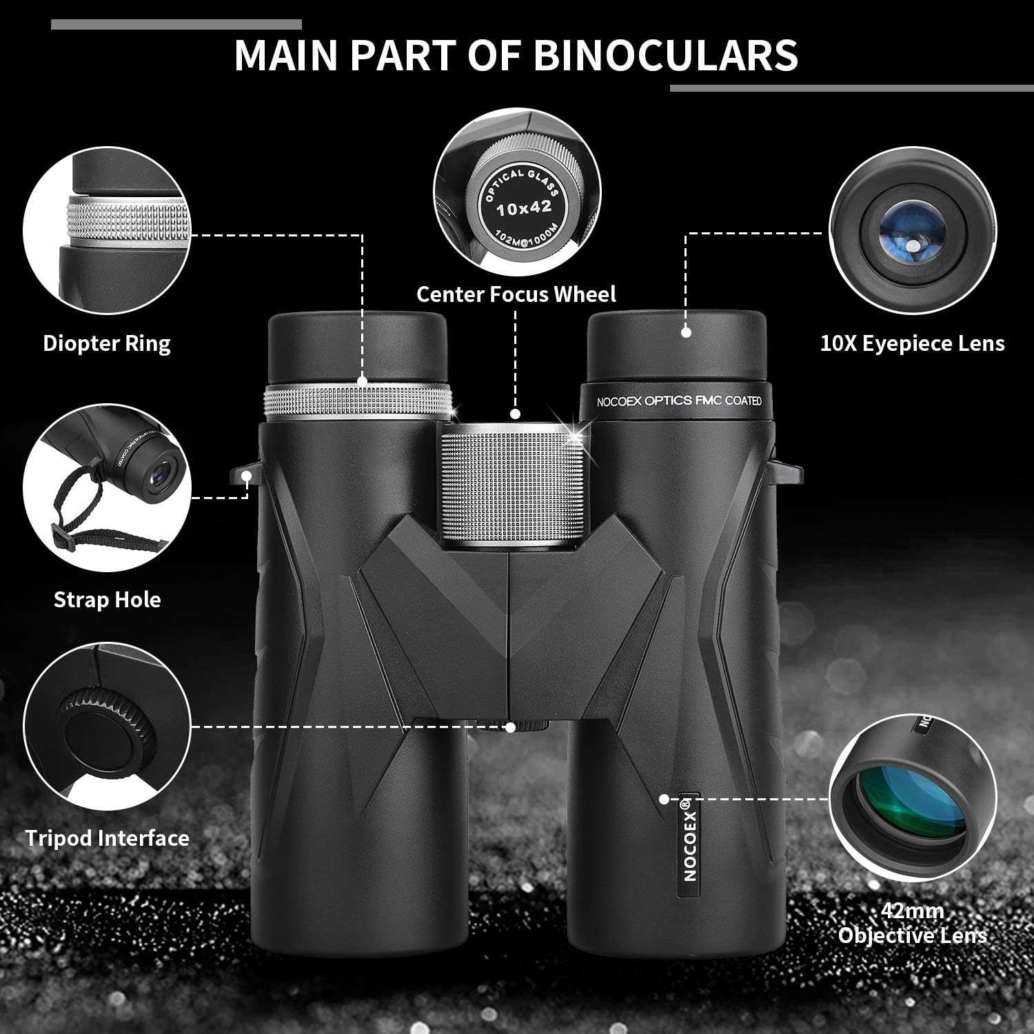 Nocoex Binocolo Professionale Compatto 10x42 HD - immagine 2