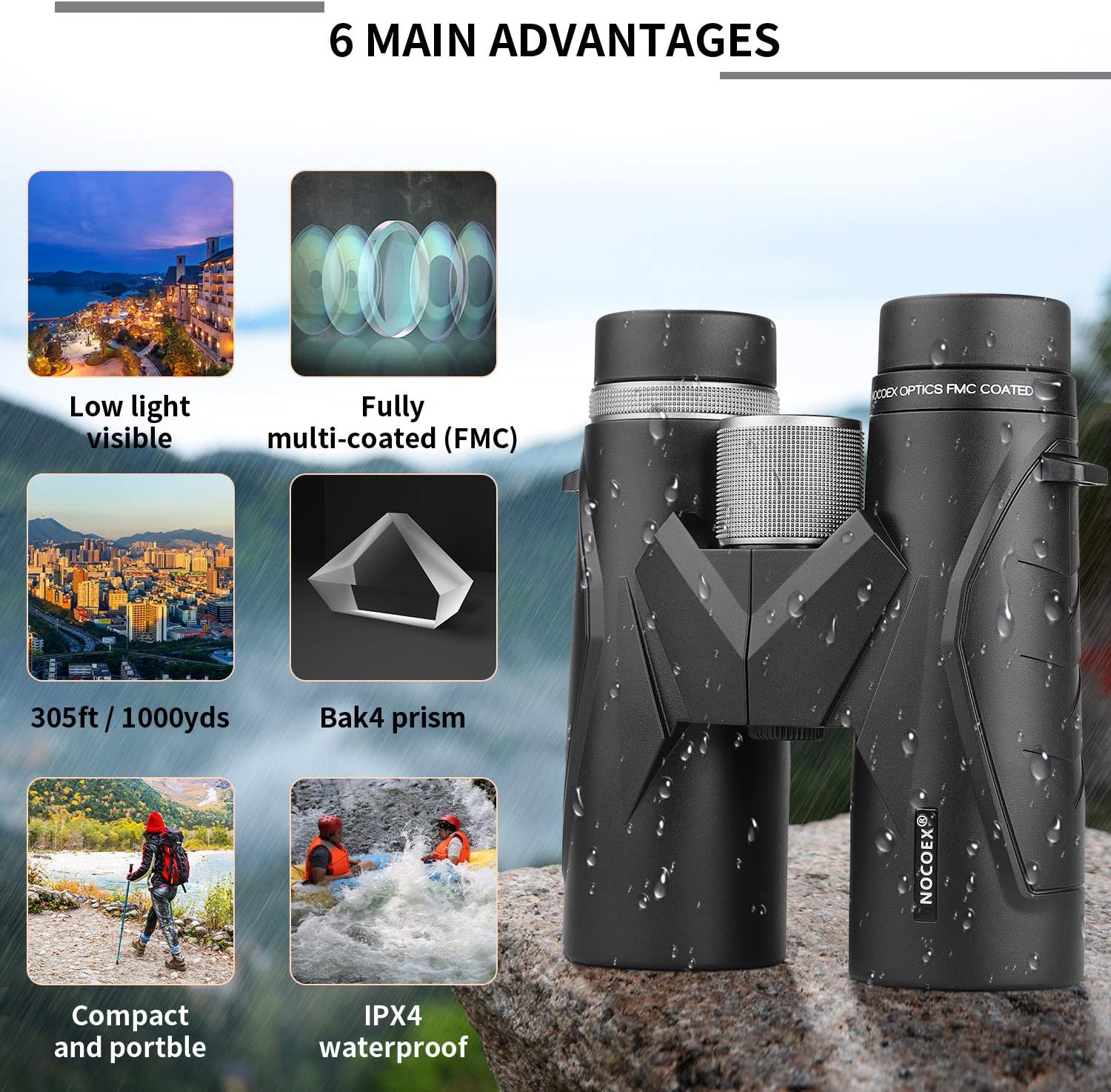 Nocoex Binocolo Professionale Compatto 10x42 HD - immagine 3