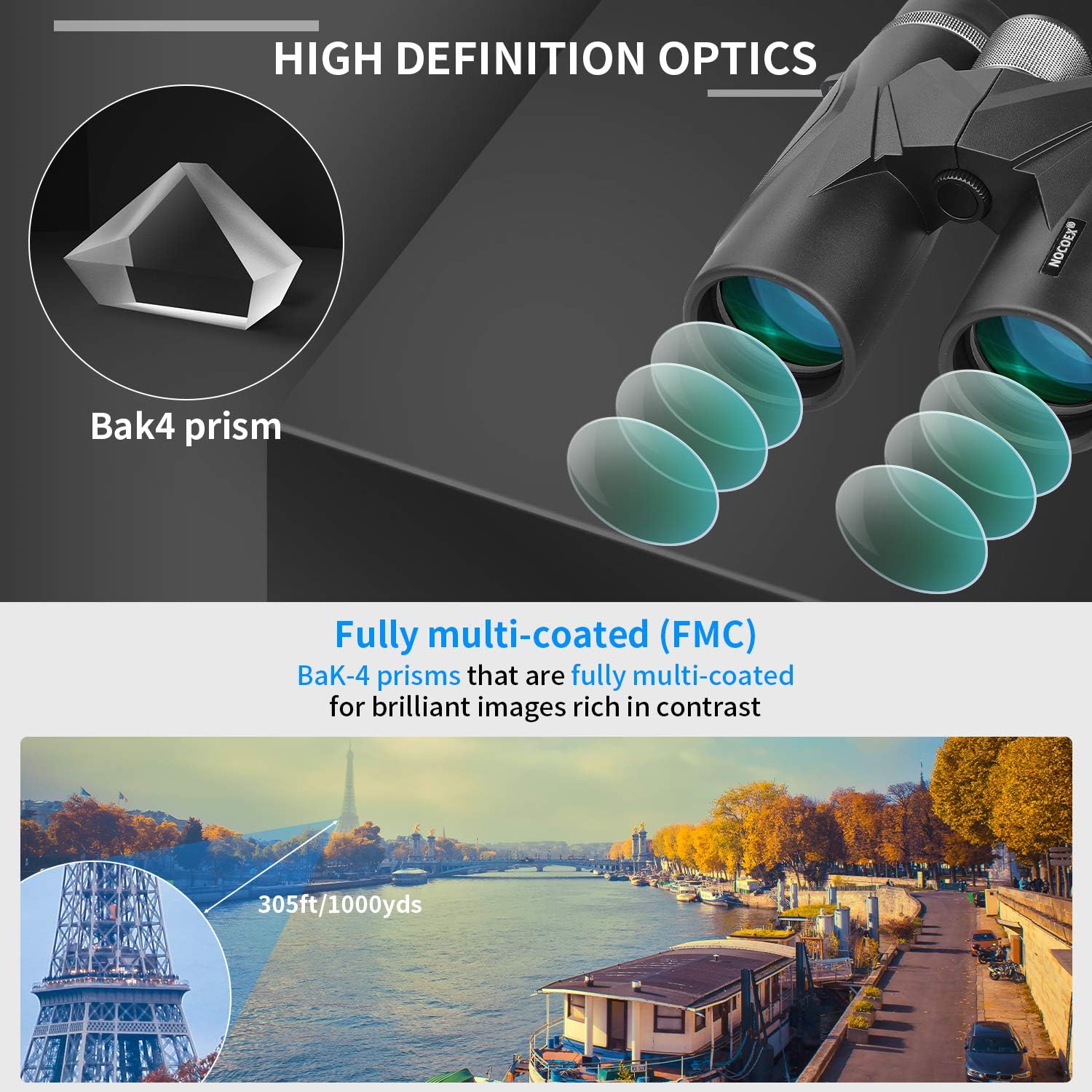 Nocoex Binocolo Professionale Compatto 10x42 HD - immagine 5