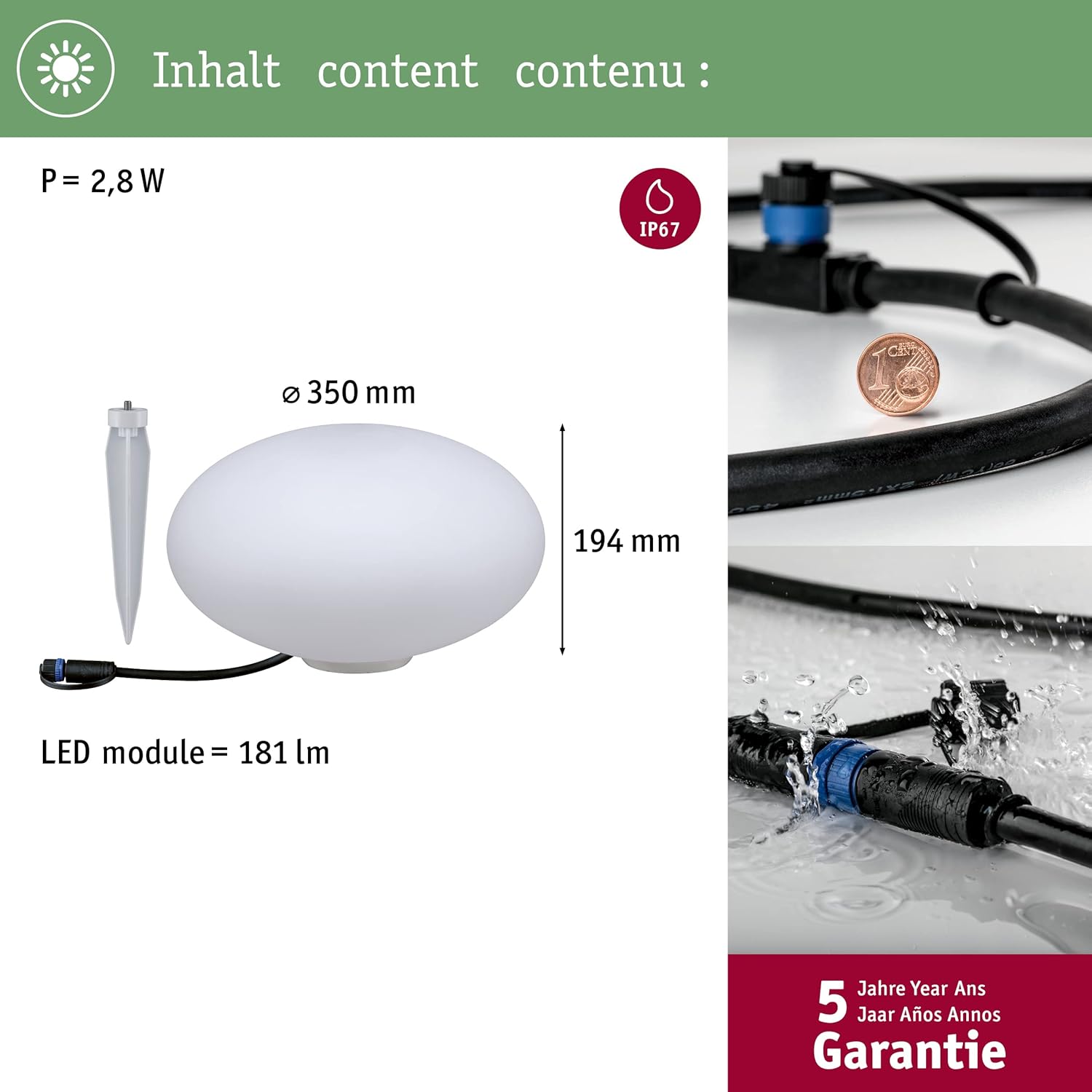 Paulmann 941.76 Lampada Sferica da Esterno 2.8W - immagine 4