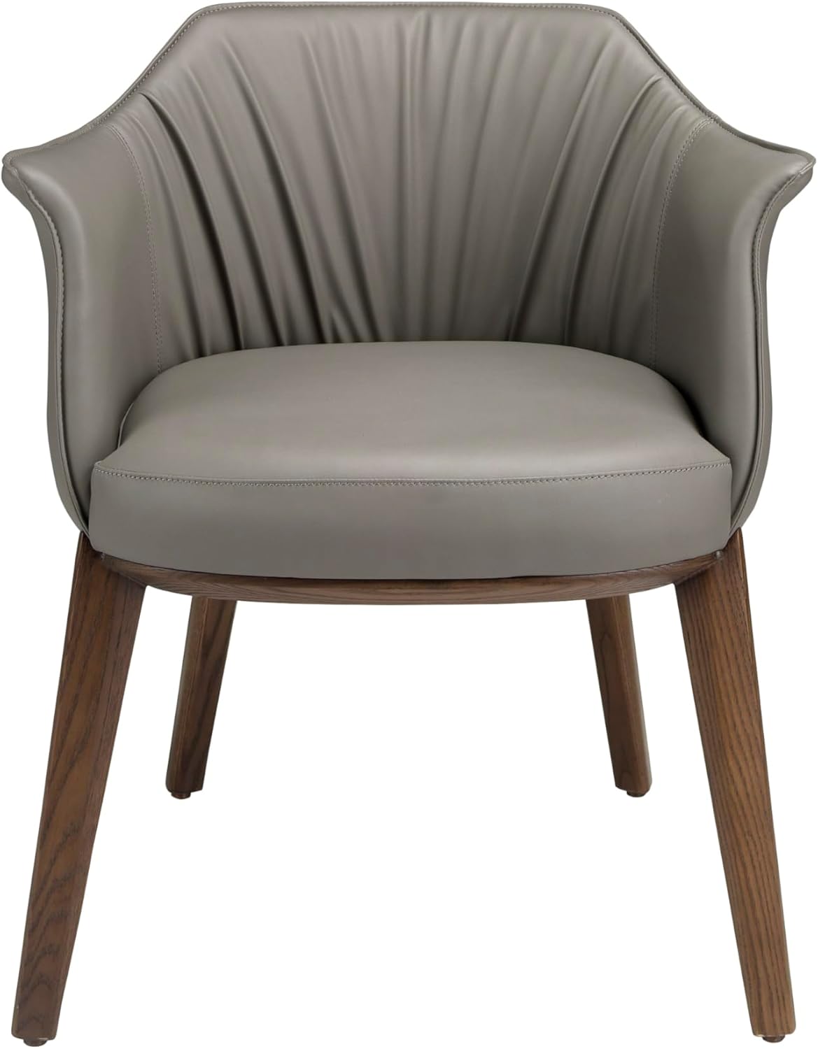 Sedia con Braccioli in Polipiel Grigia e Legno Noce - immagine 1