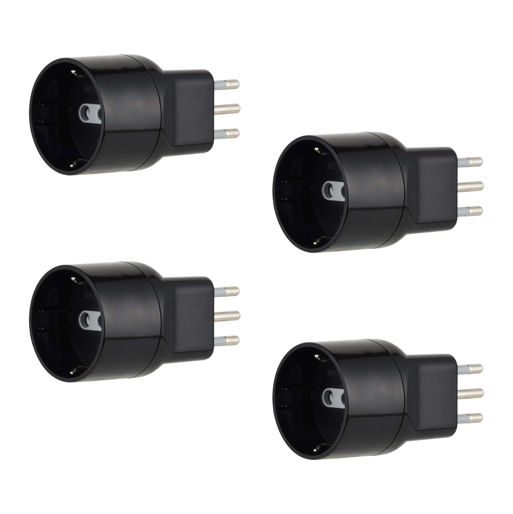 Electraline 92376 Set 4 Adattatori Salvaspazio, Nero