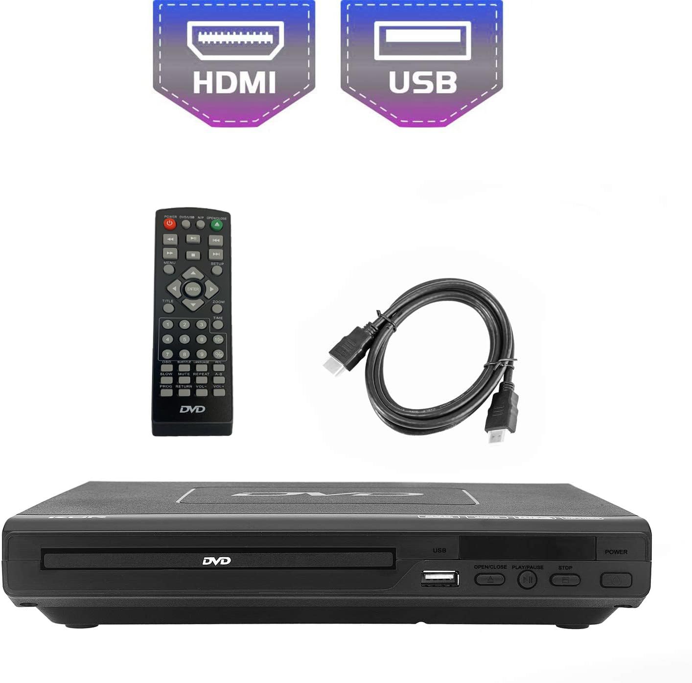 Lettore DVD per TV/CD/MP3 con USB, HDMI e AV, Nero