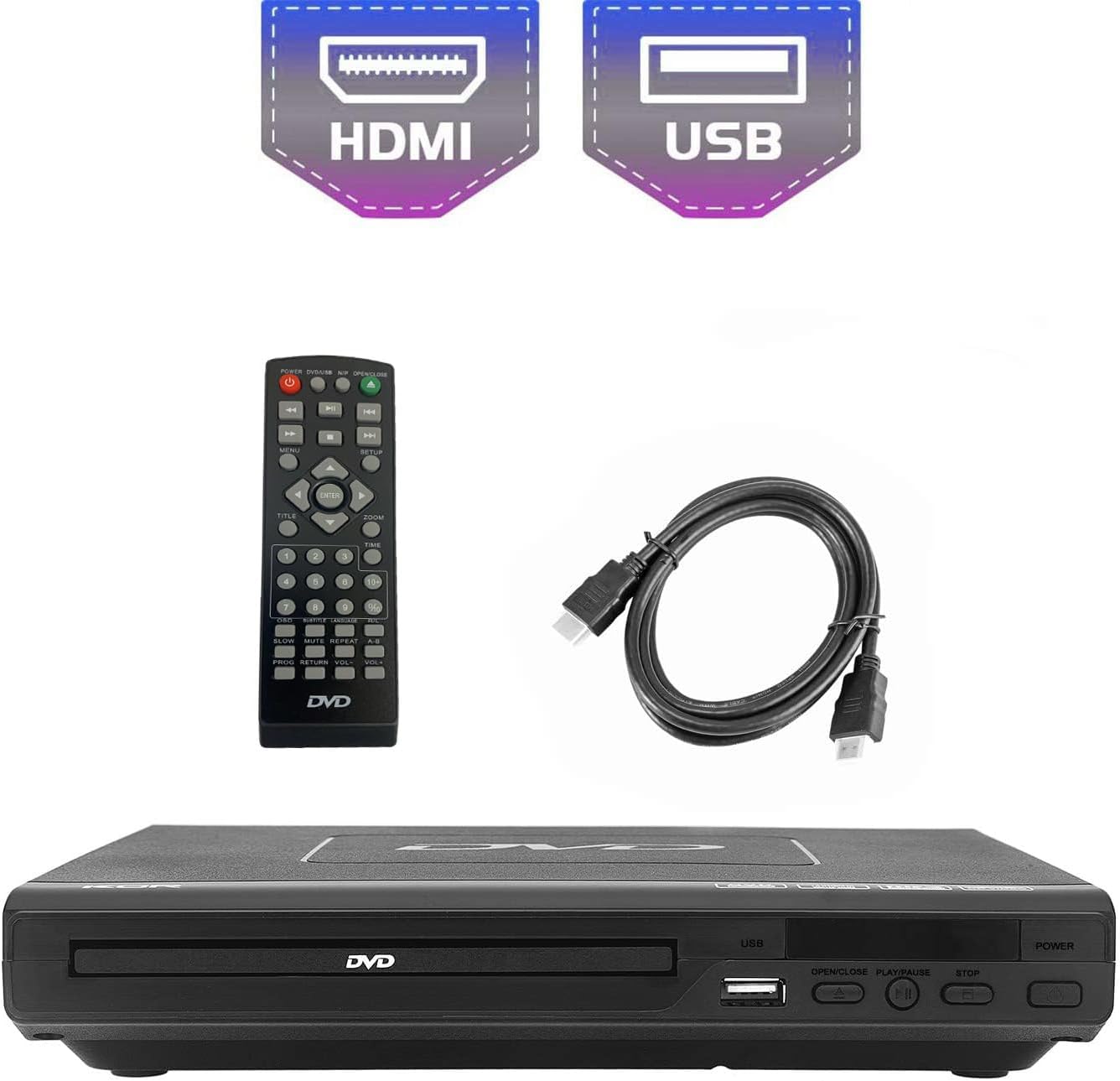 Lettore DVD per TV/CD/MP3 con USB, HDMI e AV, Nero - immagine 1