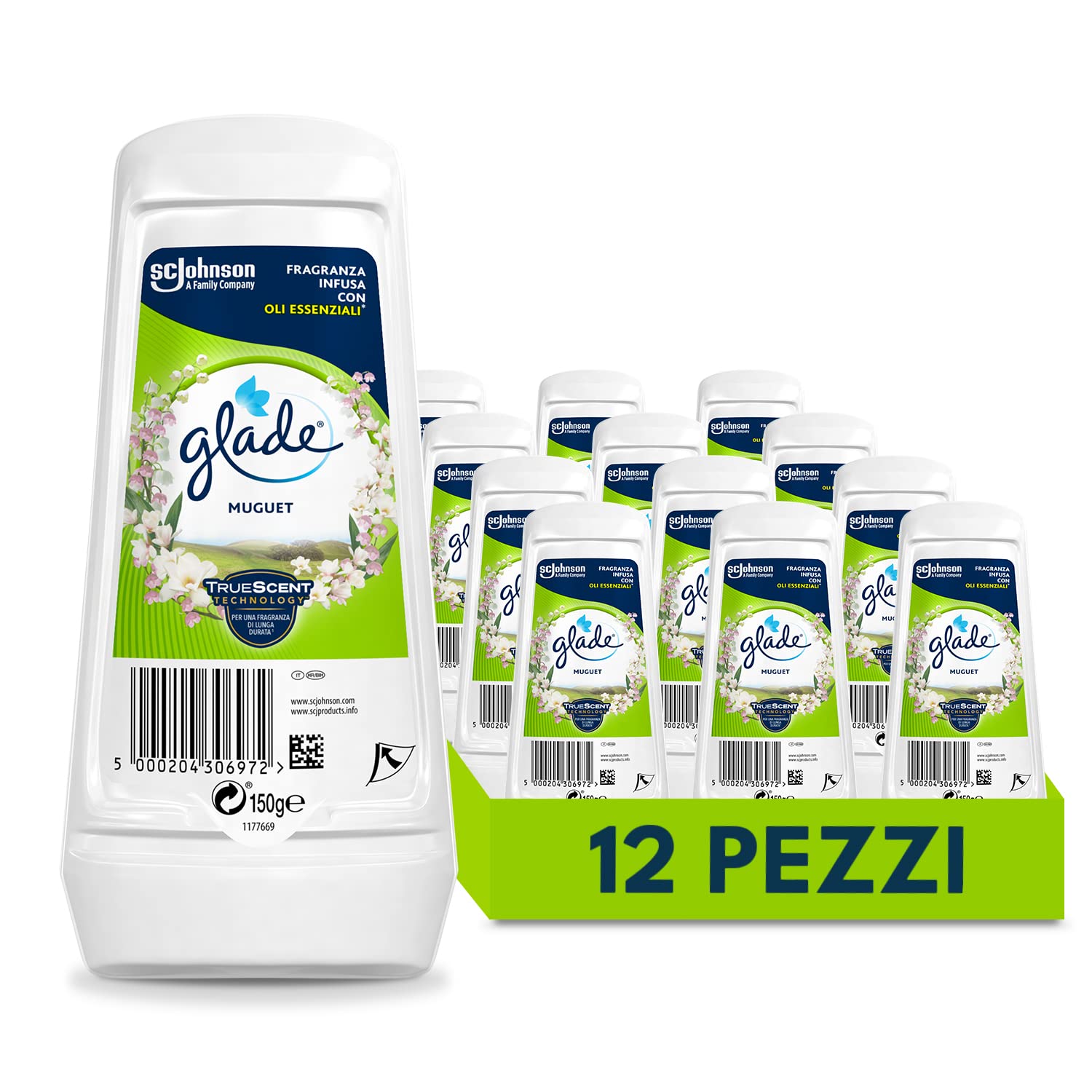 Glade Gel Assorbiodori Profumatore Mughetto 12x150gr