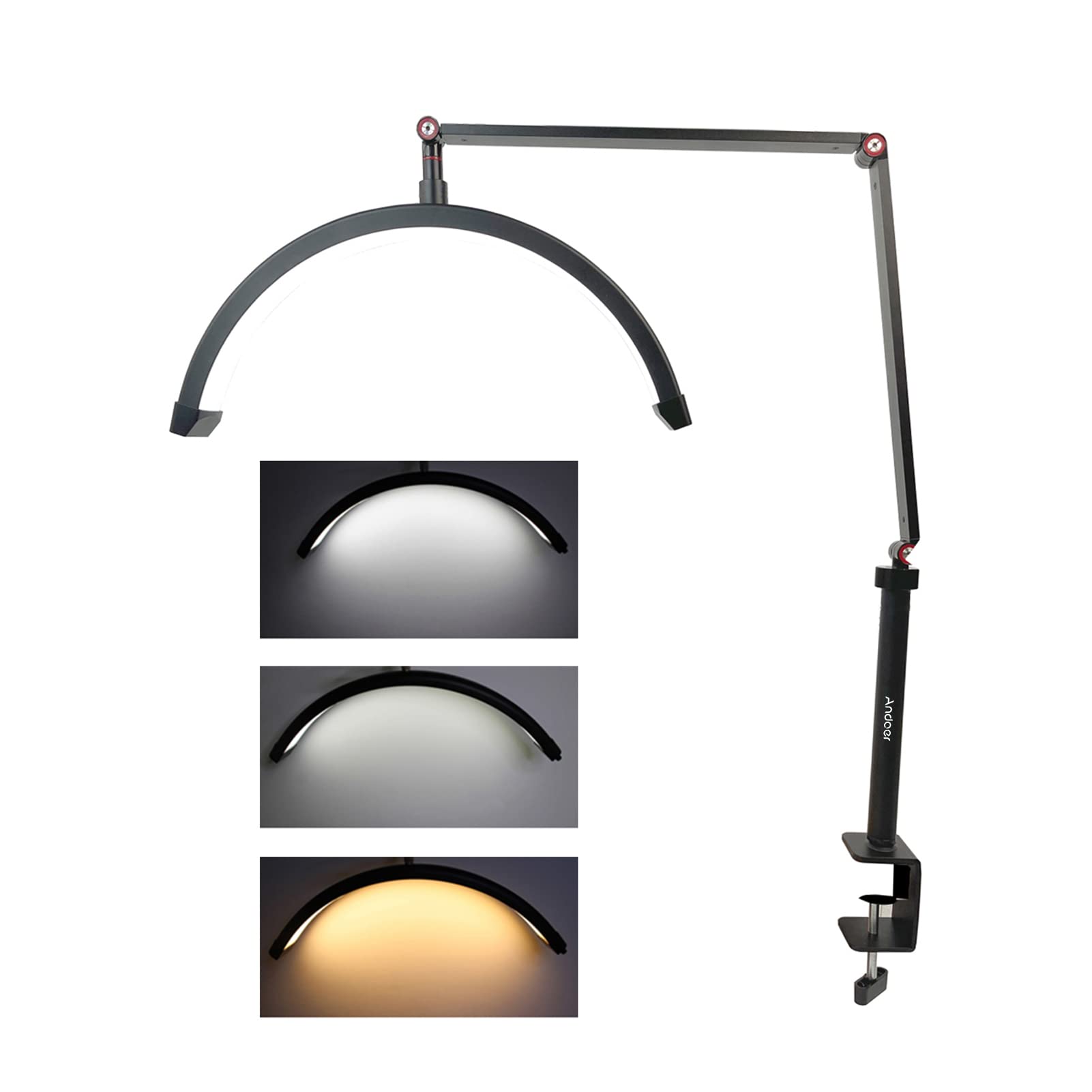 Andoer HD-M3X Luce Video LED Mezzaluna 3000K-6000K