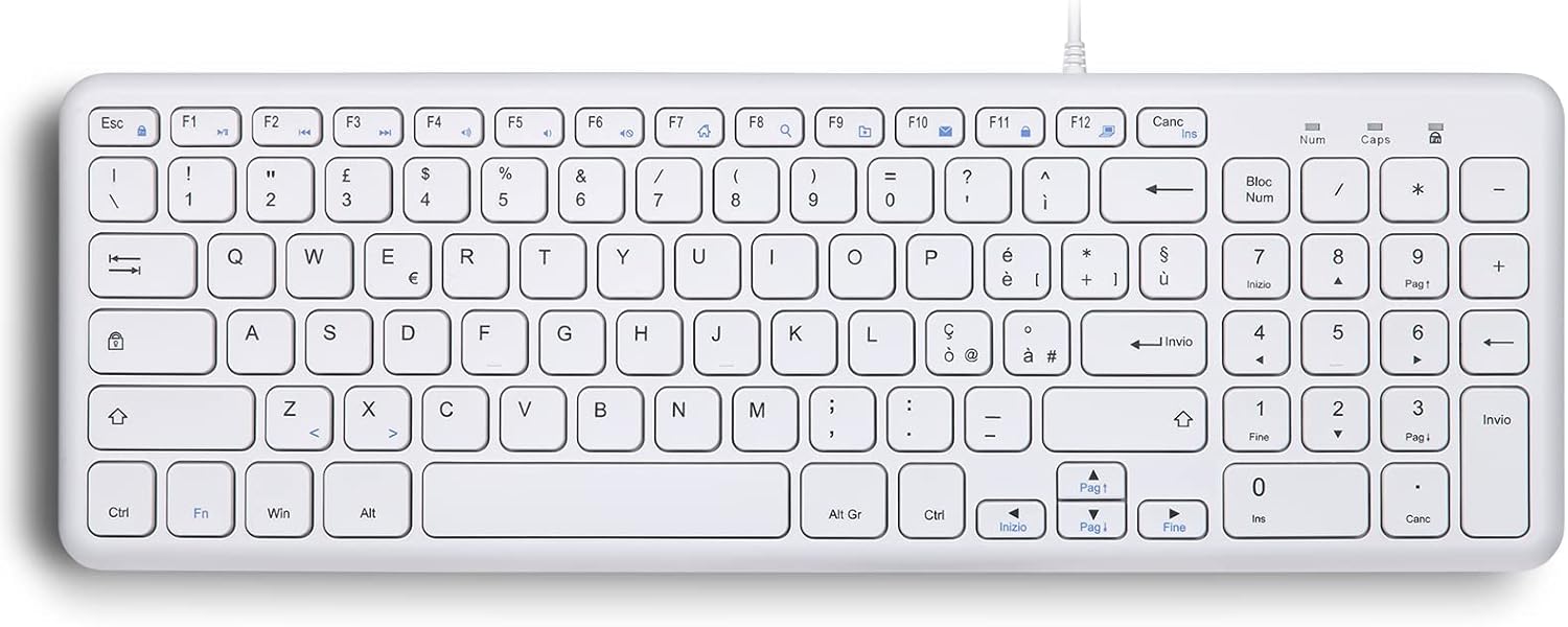 Perixx PERIBOARD-213W - Tastiera Cablata USB, Bianca - immagine 1