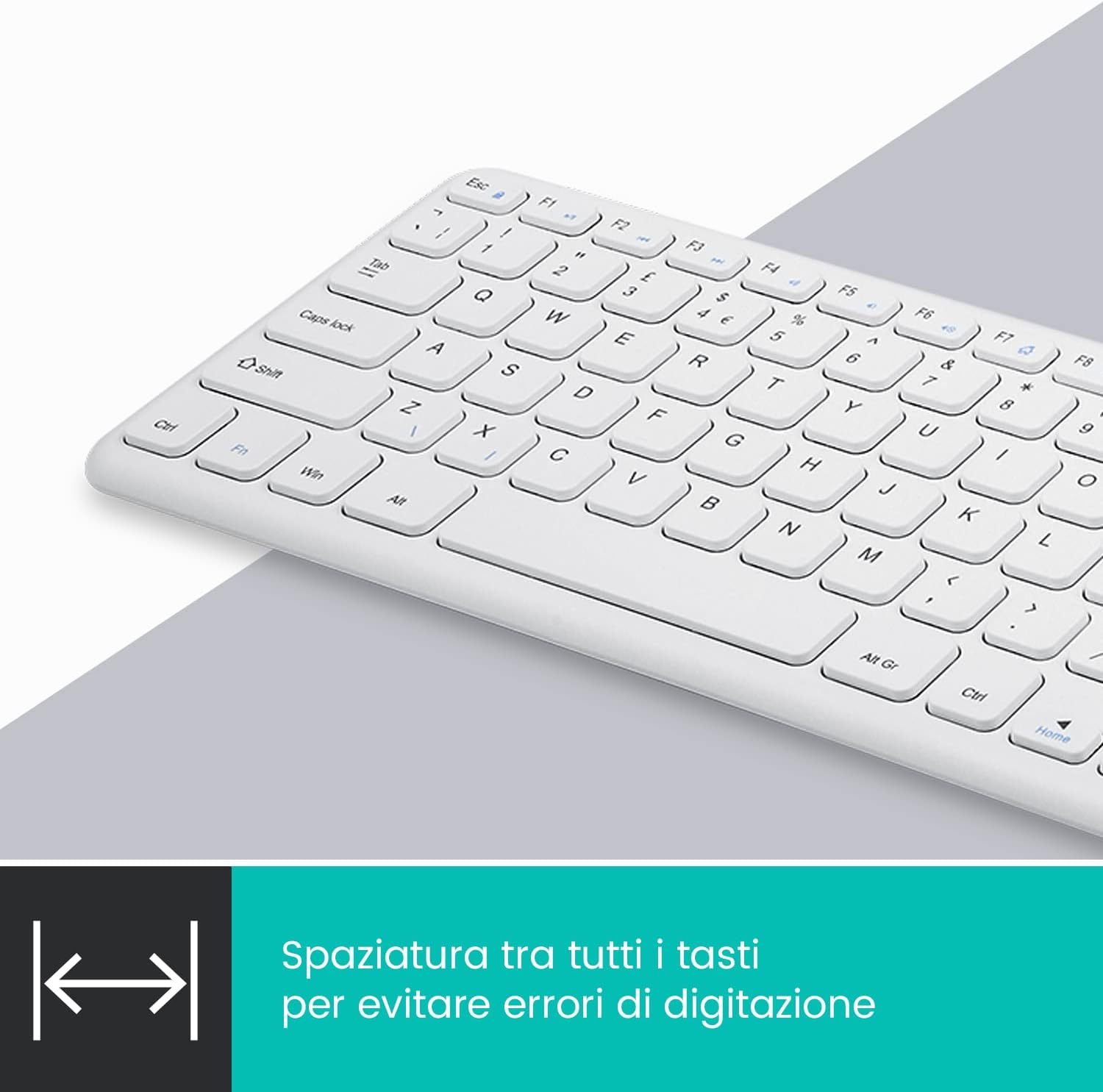 Perixx PERIBOARD-213W - Tastiera Cablata USB, Bianca - immagine 7