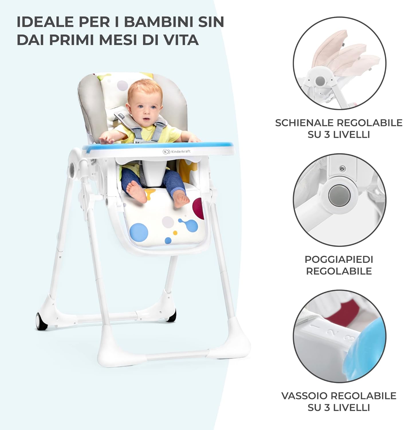 Kinderkraft Seggiolone Pappa YUMMY, Rosa - immagine 3