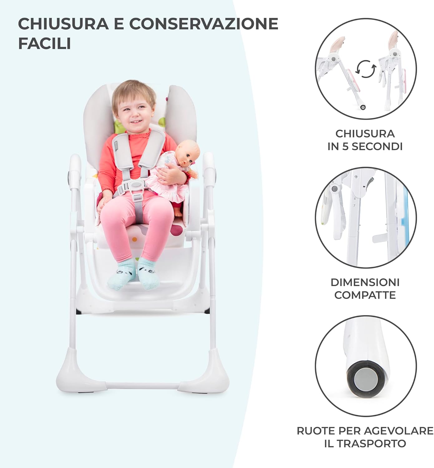 Kinderkraft Seggiolone Pappa YUMMY, Rosa - immagine 4