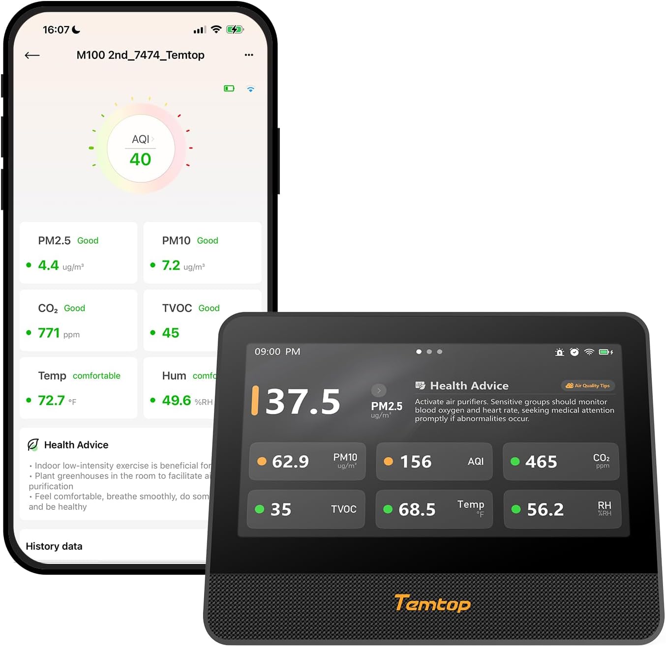Temtop Monitor Qualità Aria WiFi 7" Touch Screen - immagine 1