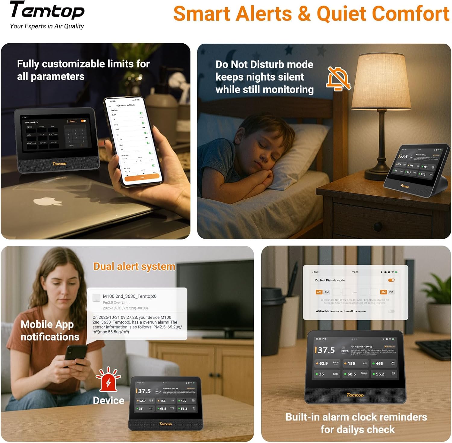 Temtop Monitor Qualità Aria WiFi 7" Touch Screen - immagine 6