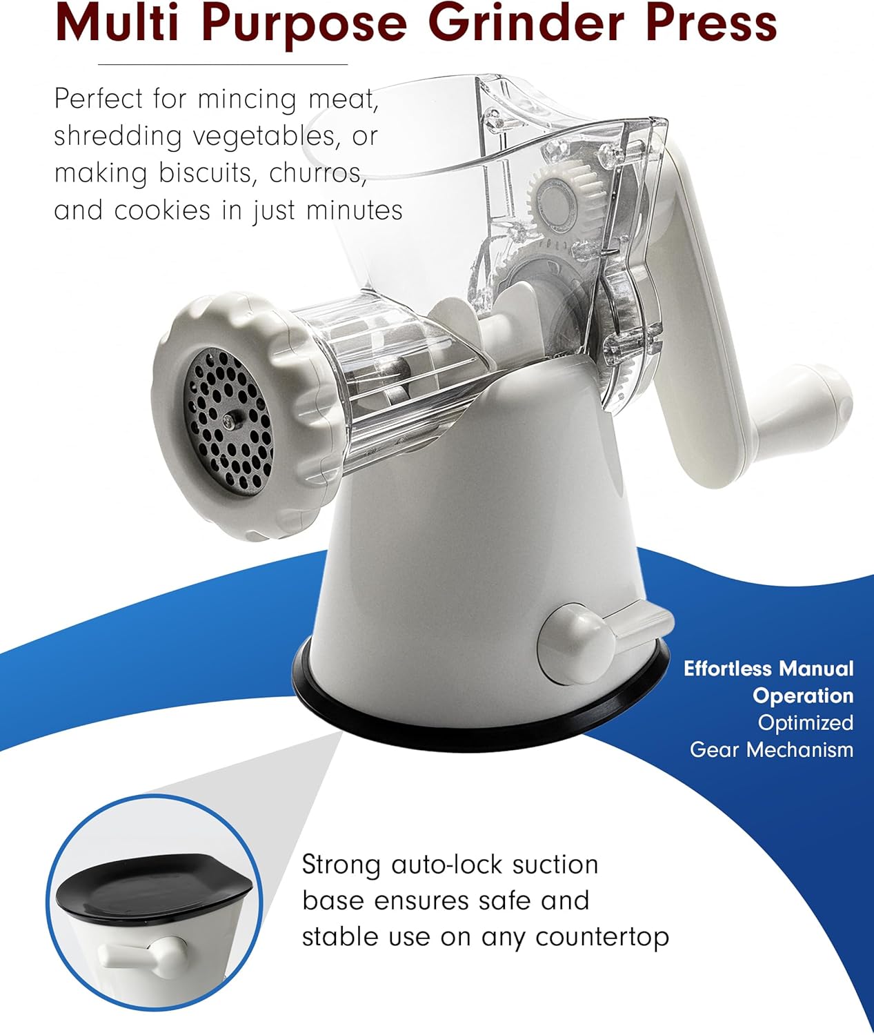 Tredoni Tritacarne Manuale e Tritaverdure, Bianco - immagine 3