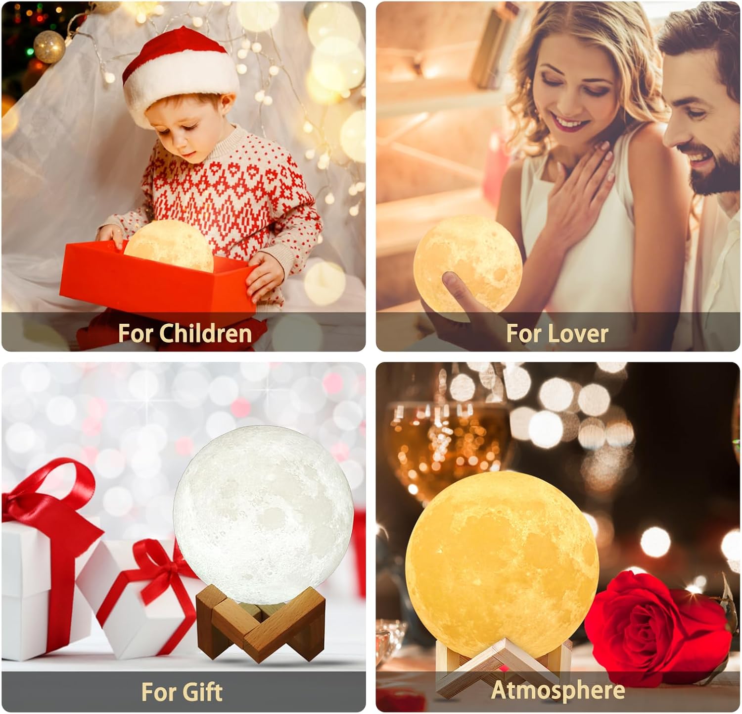 Uten 3D Moon Lamp Led Night Light - 2 Colori - immagine 5