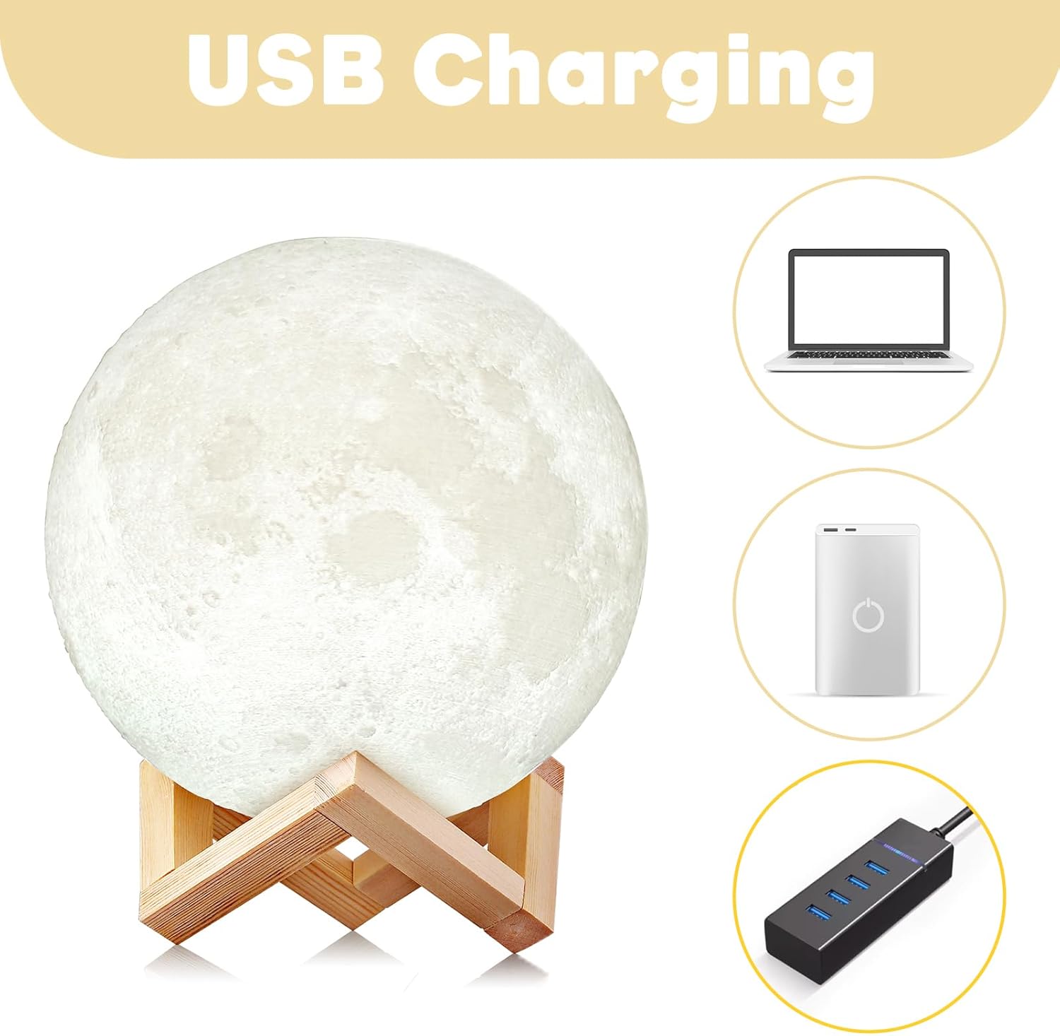Uten 3D Moon Lamp Led Night Light - 2 Colori - immagine 7