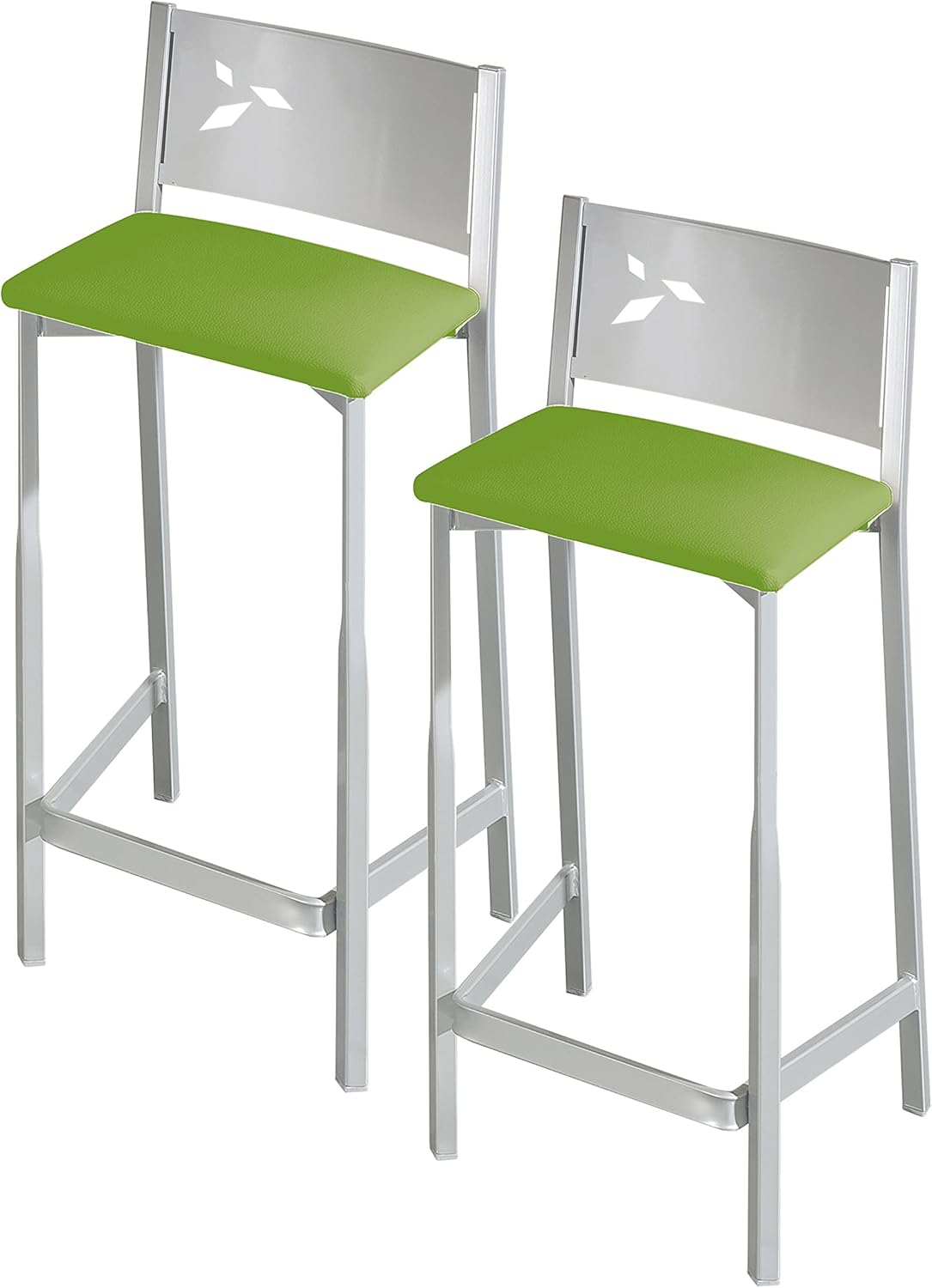 ASTIMESA Due sgabelli alti da cucina seduta 60 cm similpelle verde