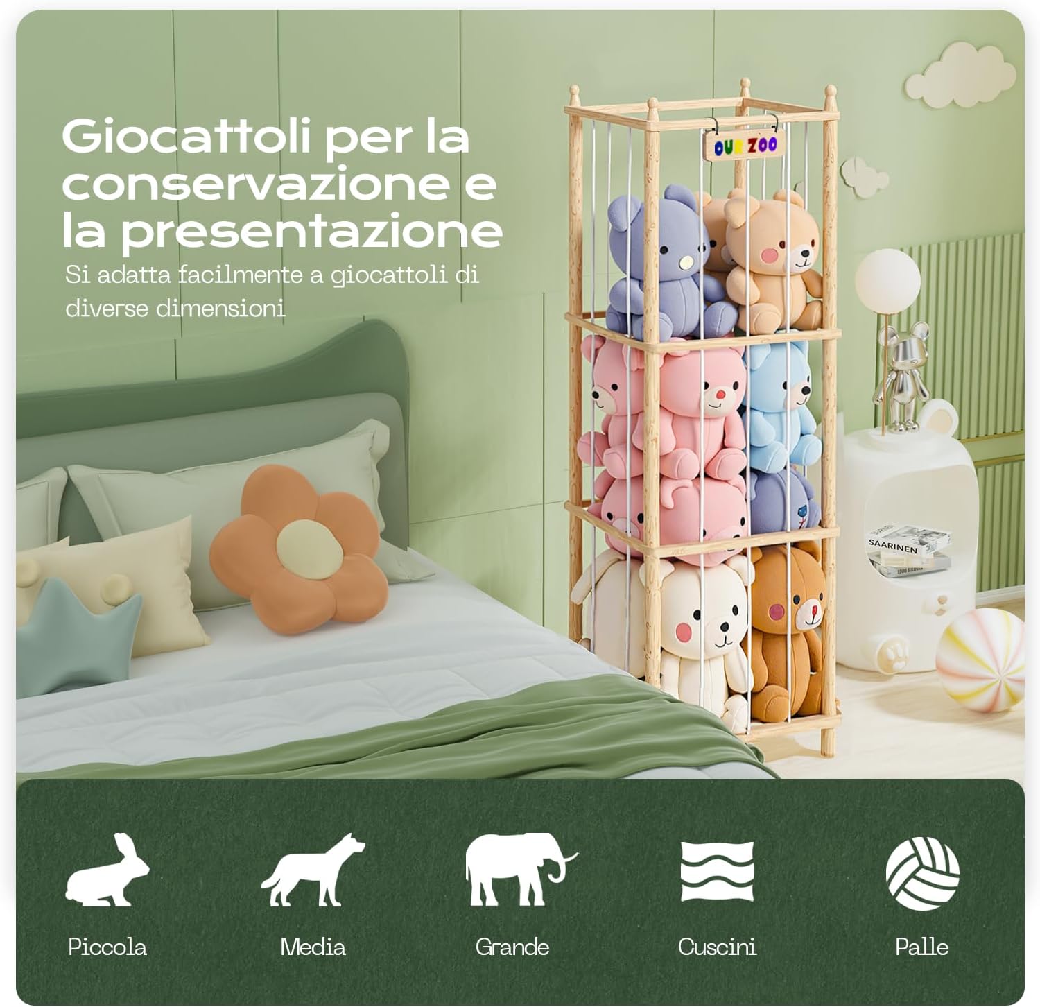 Porta Peluche in Legno Massello - Salvaspazio - immagine 3