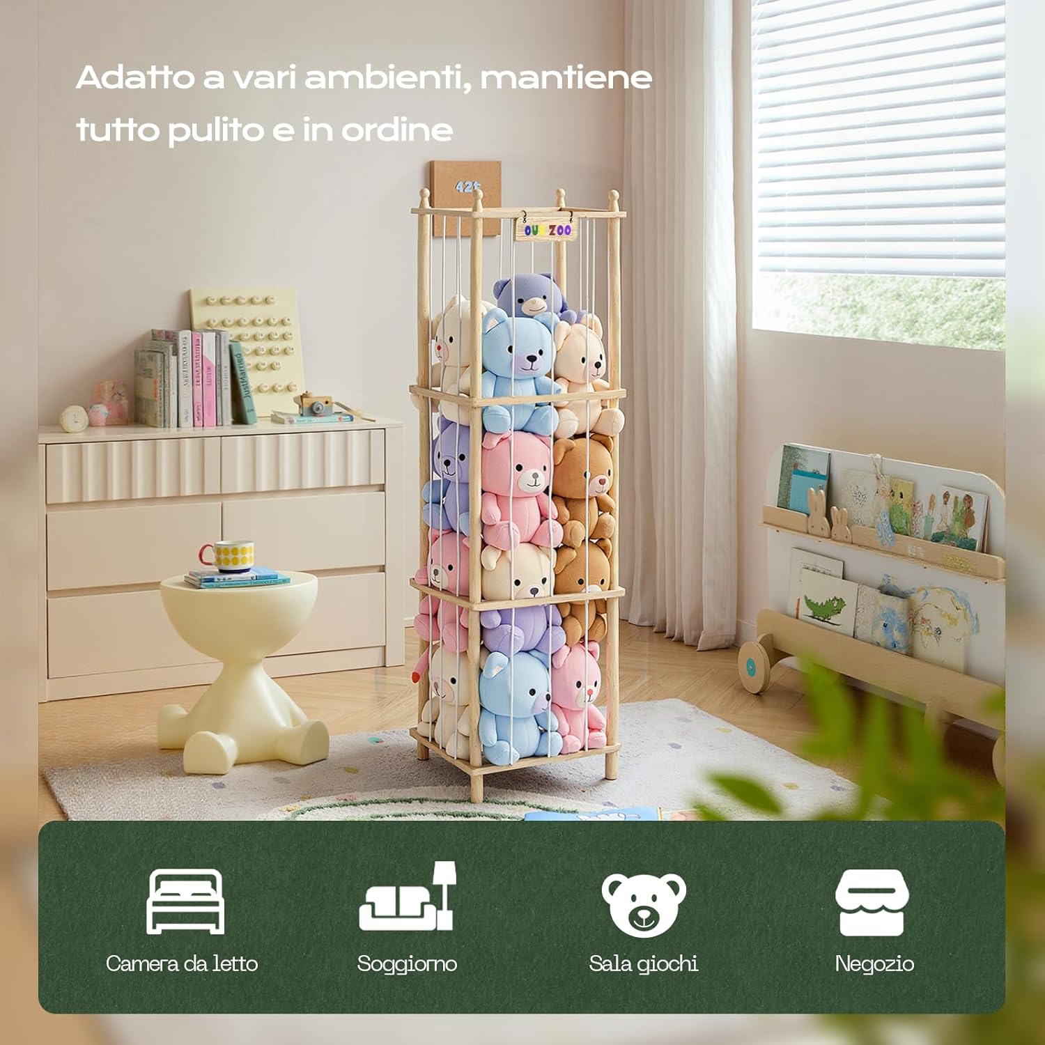 Porta Peluche in Legno Massello - Salvaspazio - immagine 5