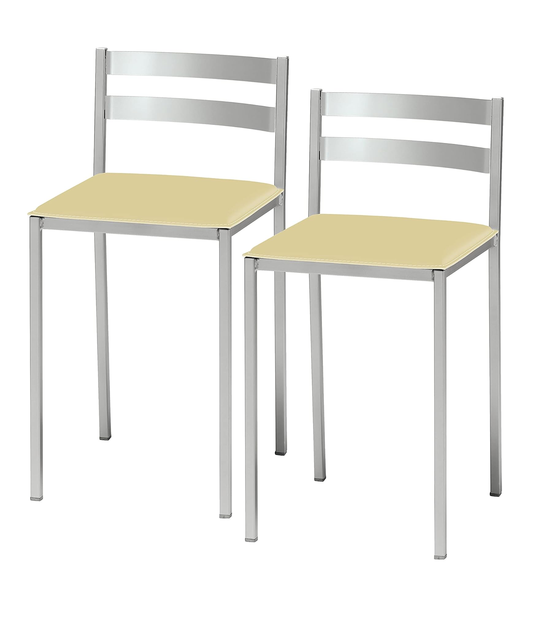 Astimesa 2 Sgabelli da Cucina con Schienale Basso, Beige