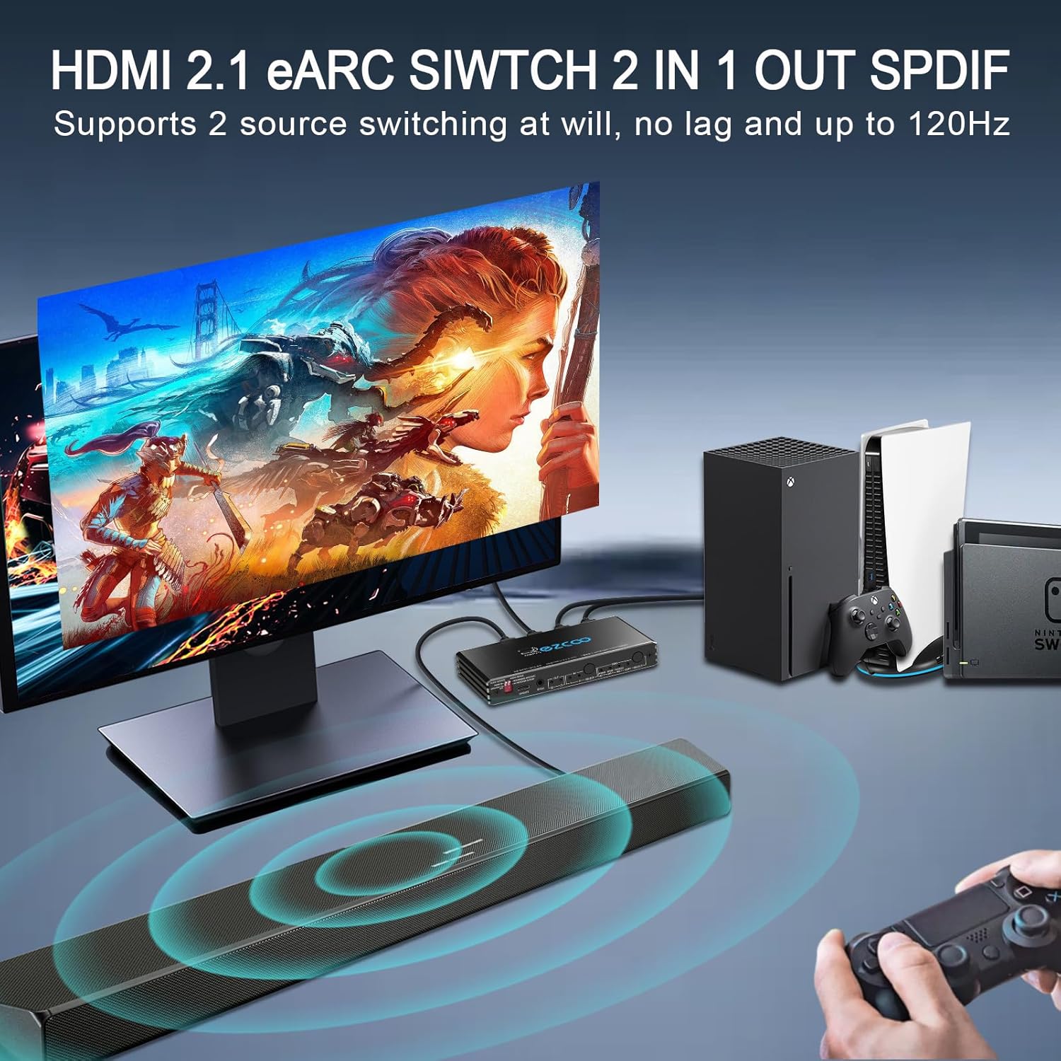 HDMI 2.1 eARC Audio Extractor 2 in 1 Out - immagine 3