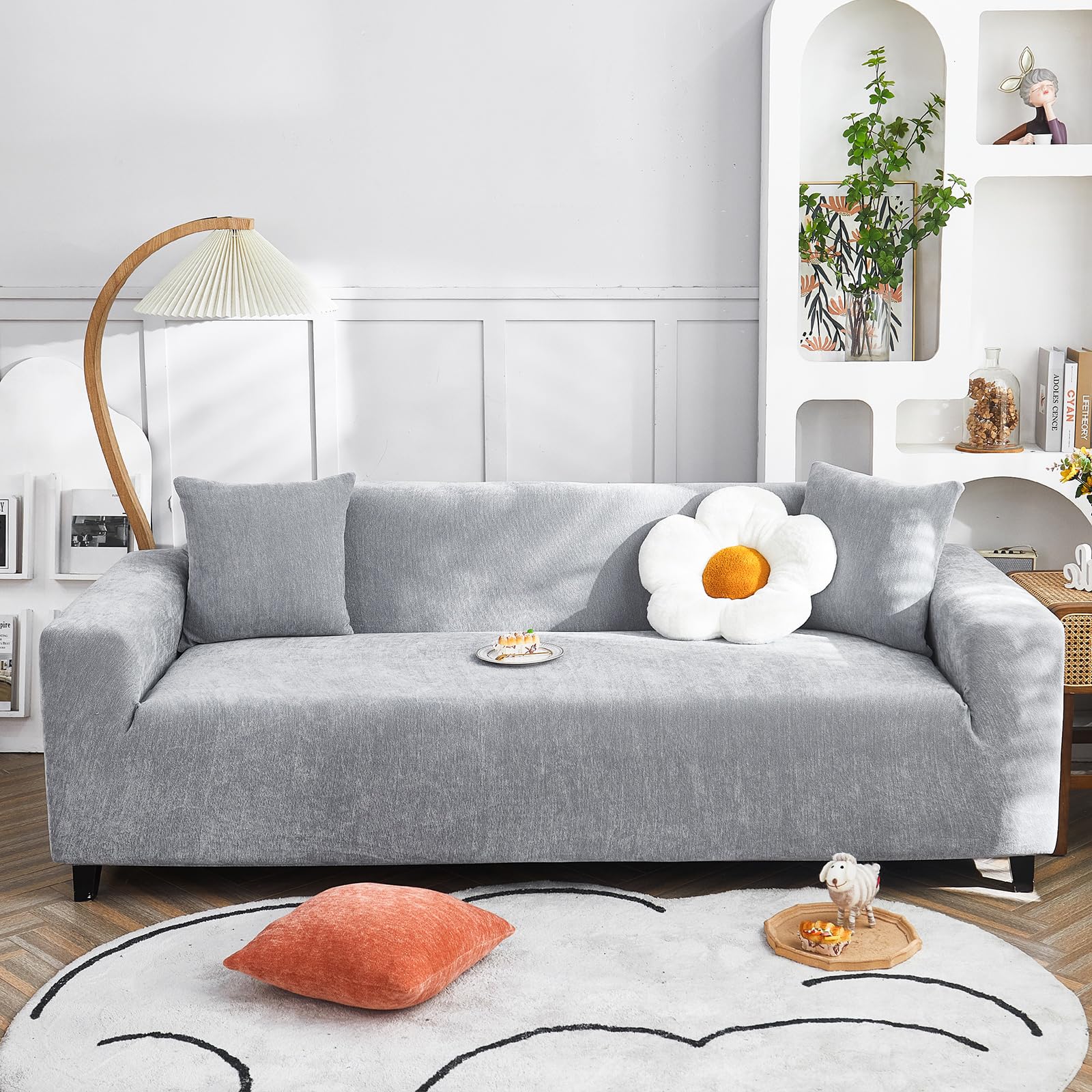 Copridivano Alta Elasticità Jacquard, Grigio Verdastro