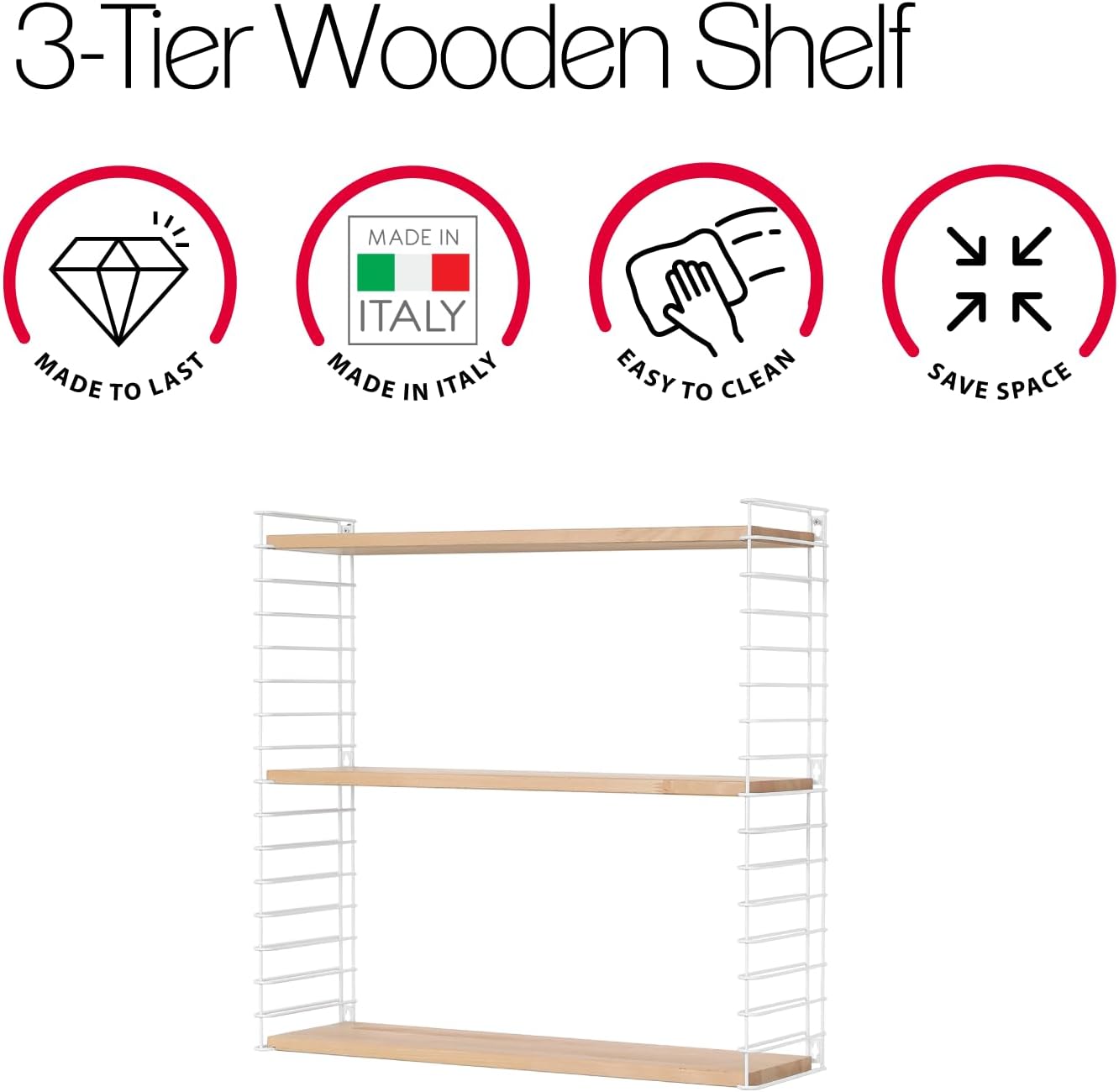 Tomado ESTANTERIA 3 PISOS Blanco-Madera - immagine 3