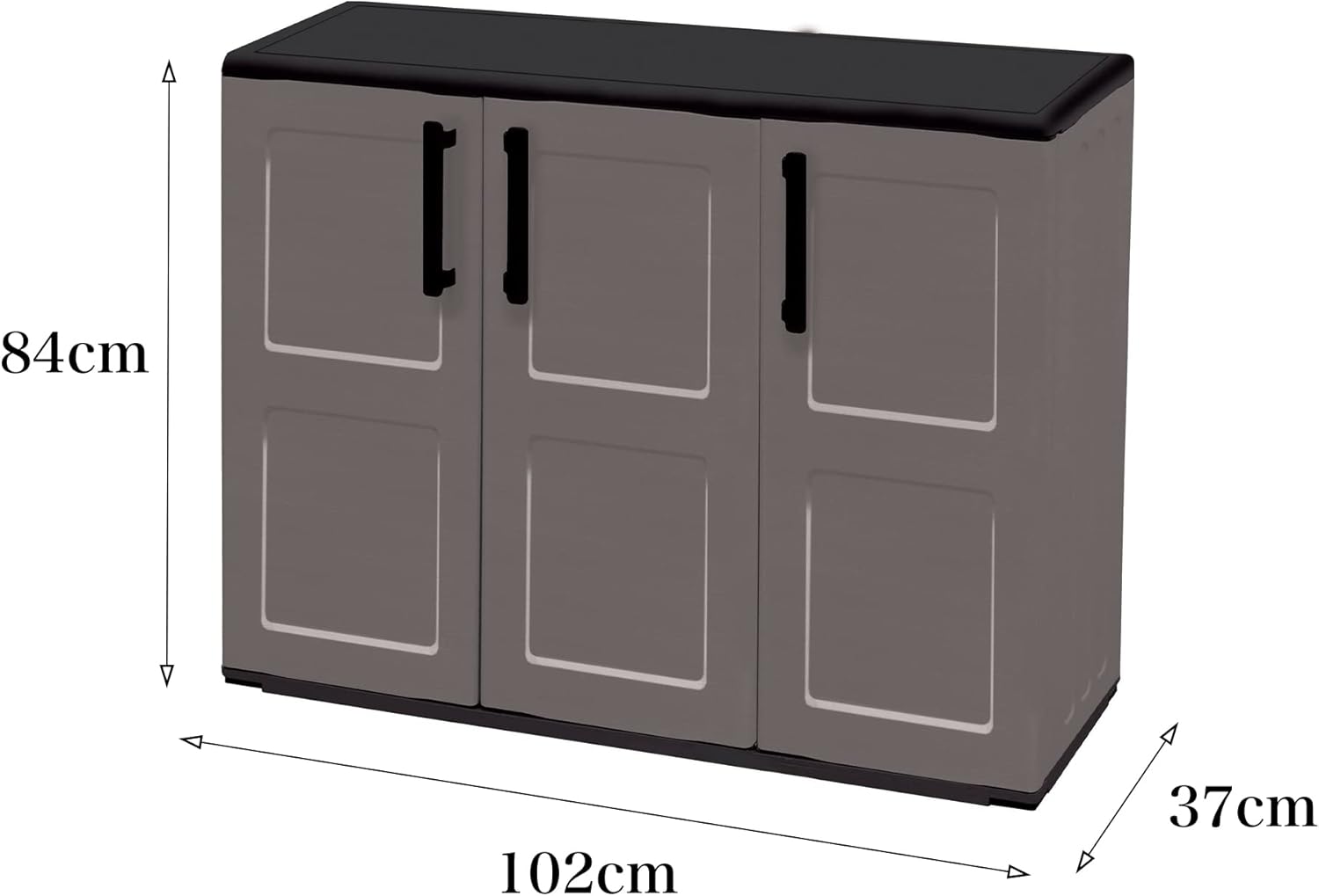 Dmora Armadio da Esterno Gesves 3 Ante, Grigio e Nero - immagine 2