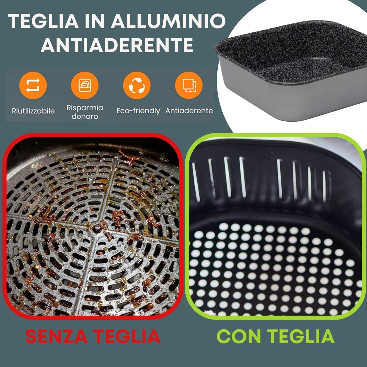 Namai - Set Teglia Friggitrice Aria 20x20 + Tortiera 18cm - immagine 6