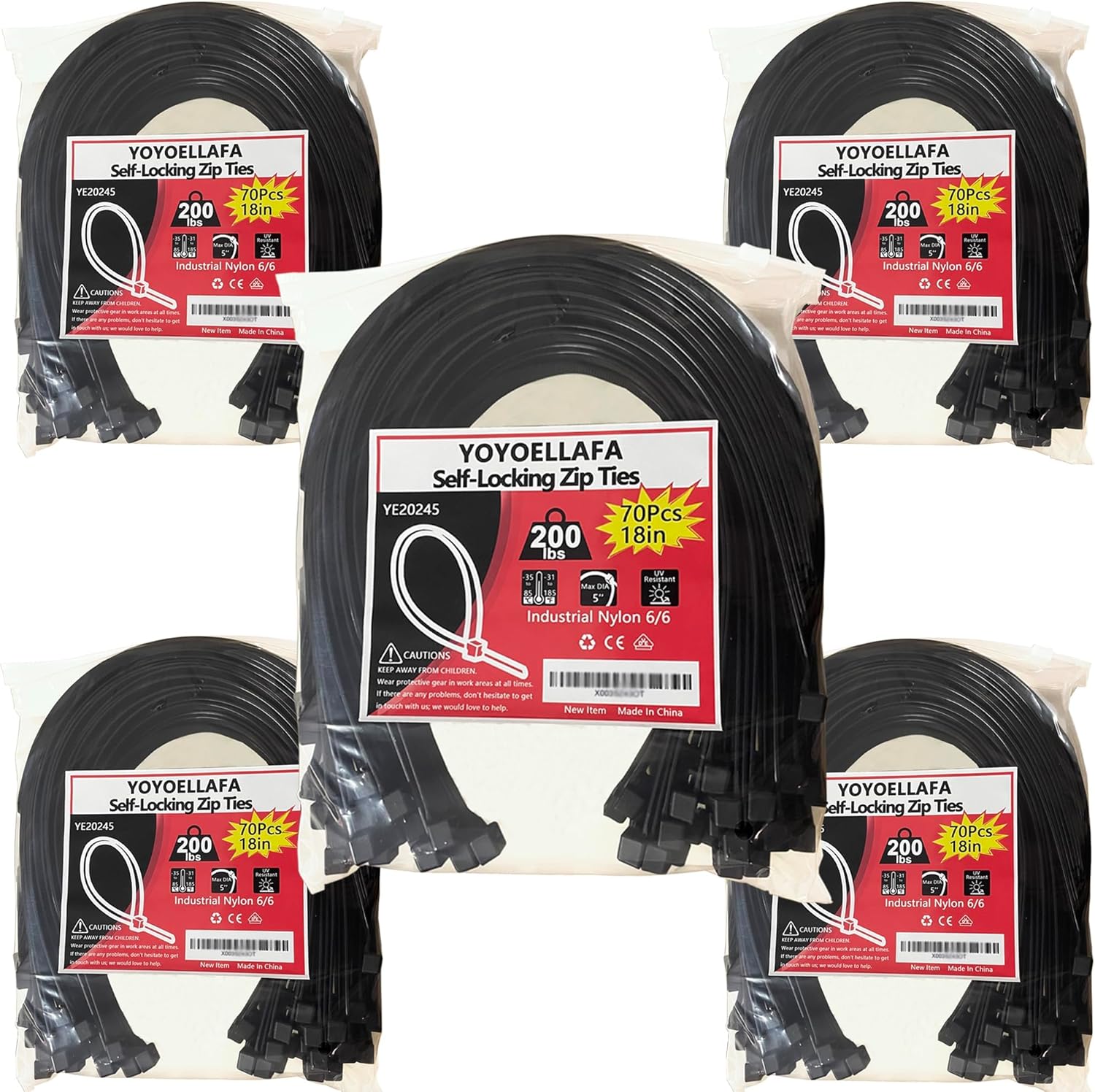 Fascette Plastica Nere Lunghe 45cm, 350 Pezzi