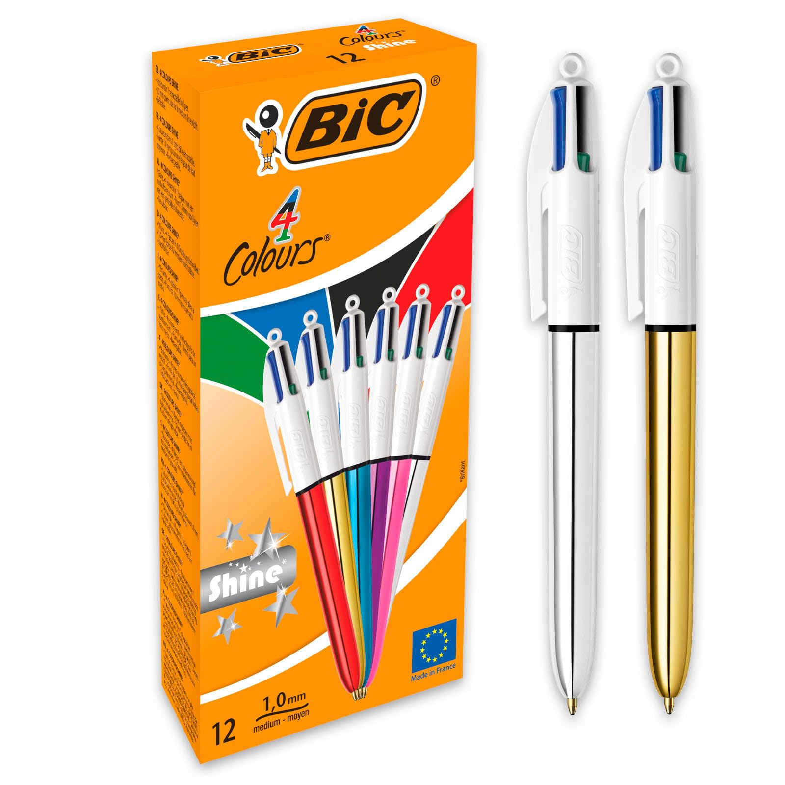 Bic 4 Colori Shine - Set 12 Penne Multicolore