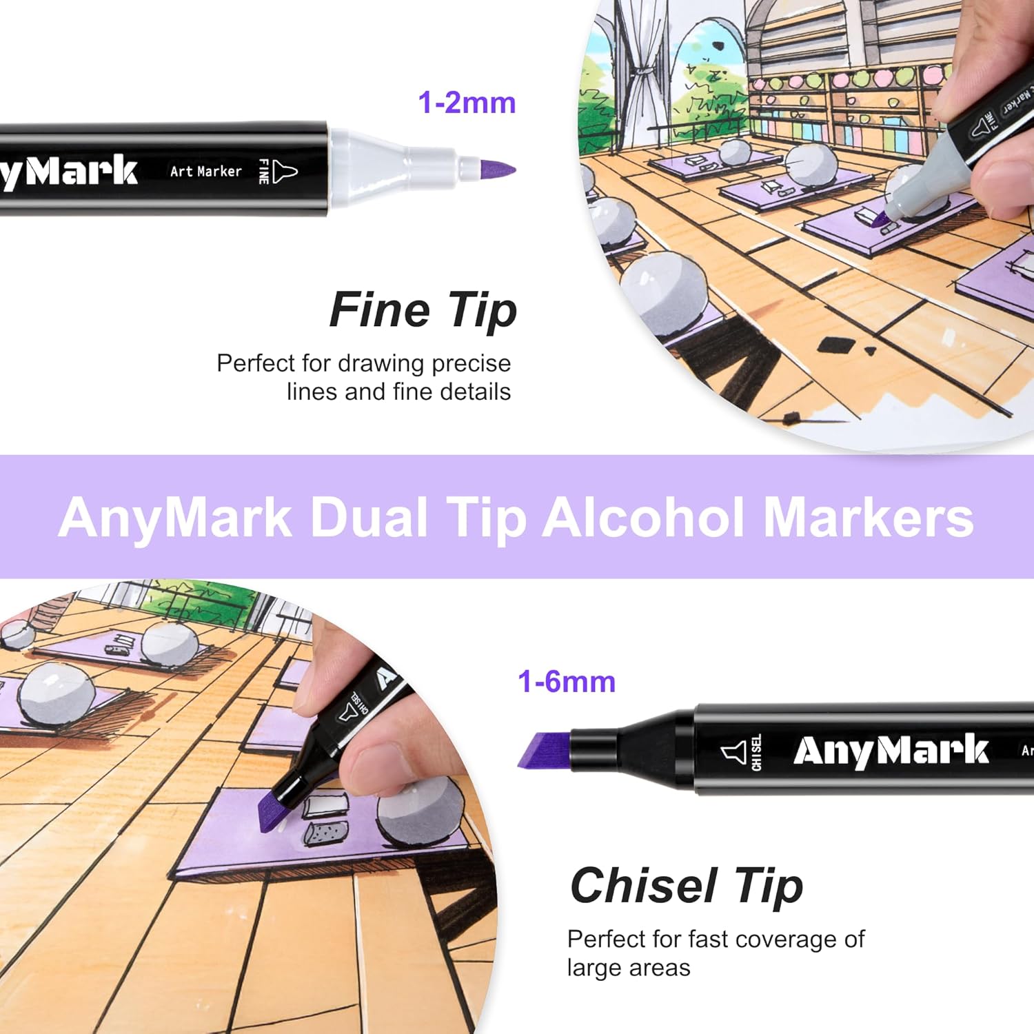 Anymark Set 80 Pennarelli ad Alcool Doppia Punta - immagine 2