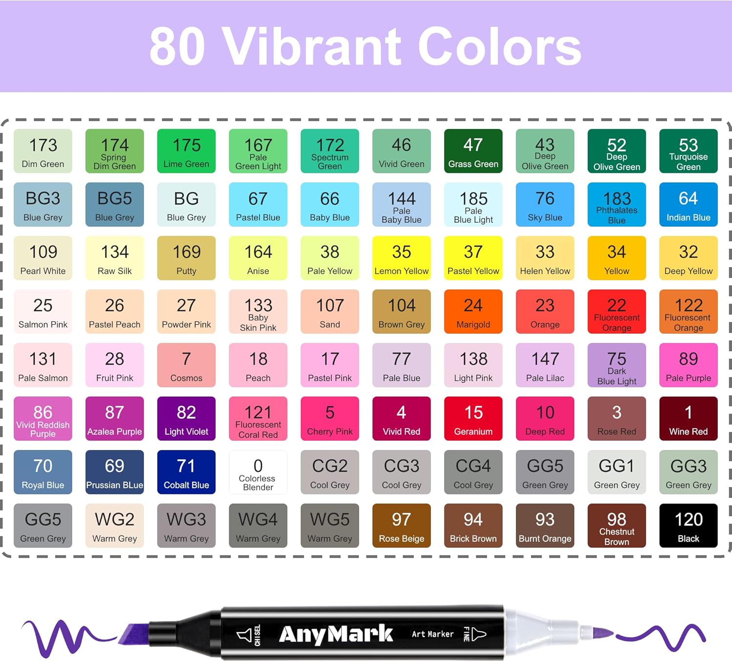 Anymark Set 80 Pennarelli ad Alcool Doppia Punta - immagine 5