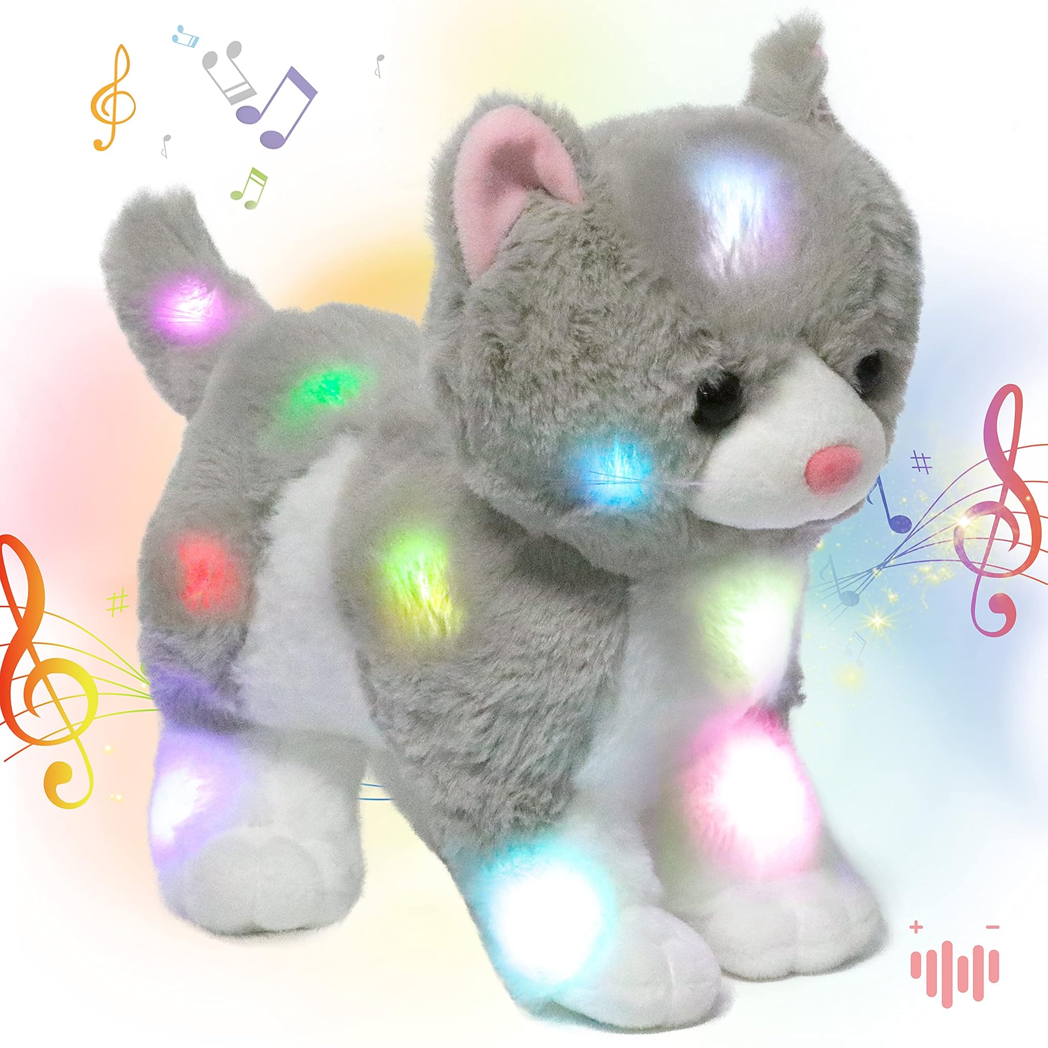 Hopearl Peluche Gattino LED con Funzione Musicale
