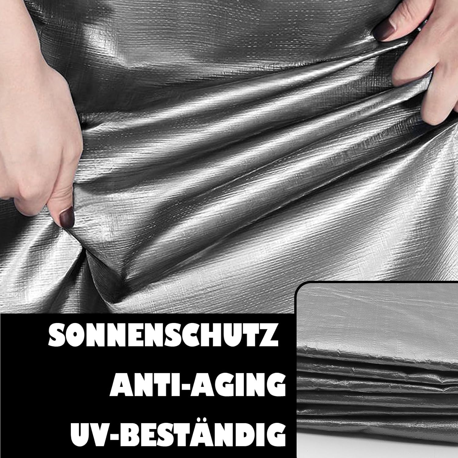 Telone di Copertura 4x6m, 180 g/㎡, Grigio/Nero - immagine 5