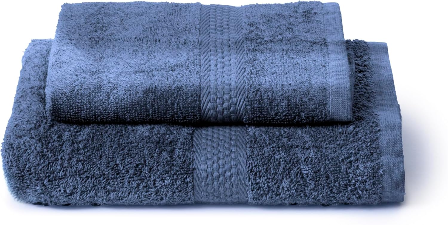 Caleffi Set Asciugamani Bagno Cotone 2 Pezzi, Indigo - immagine 1