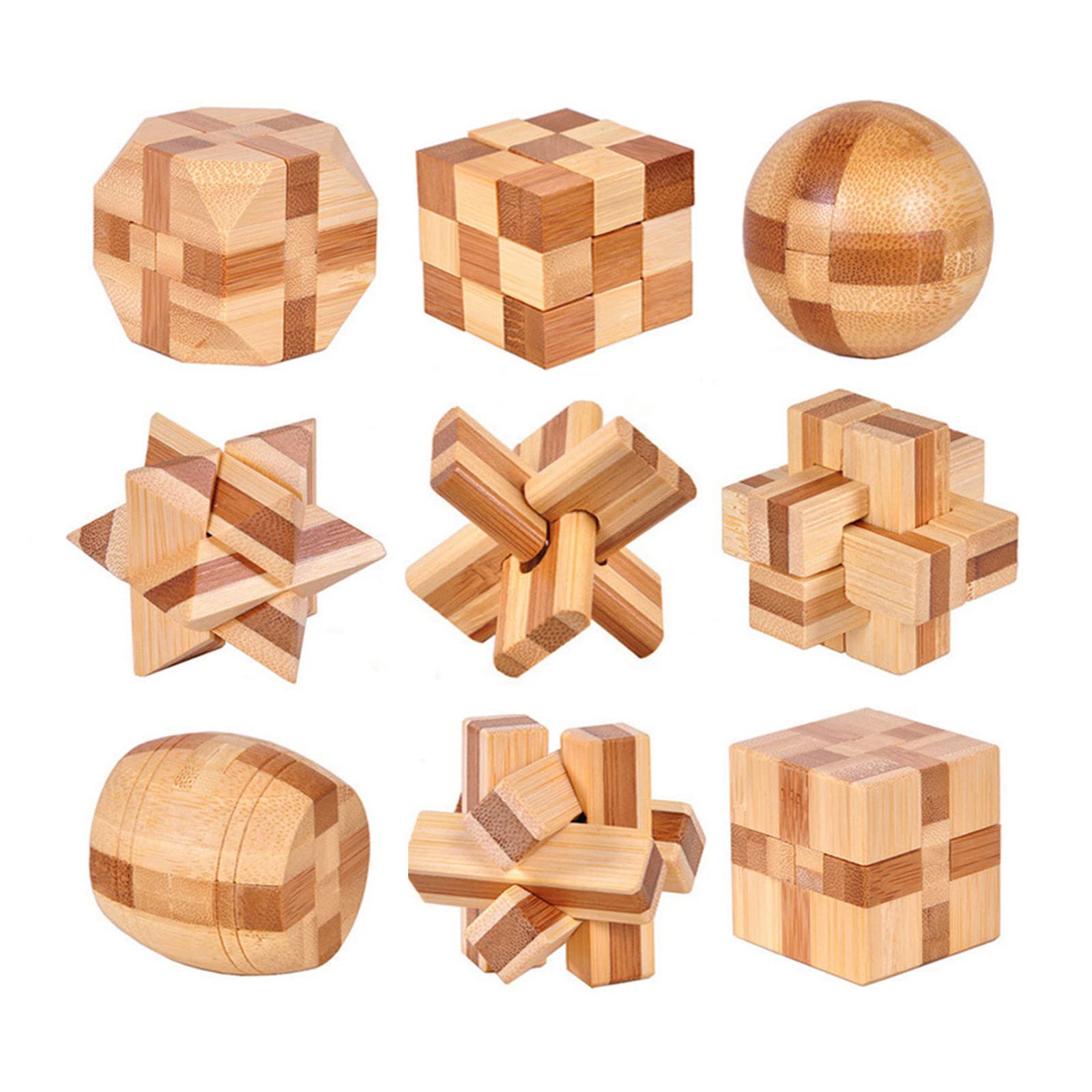 Holzsammlung Set 9 Rompicapo Legno 3D Puzzle 4.5cm