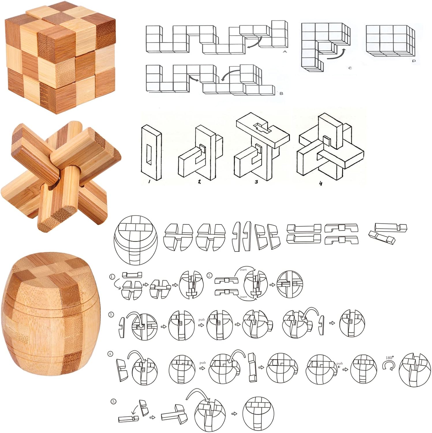 Holzsammlung Set 9 Rompicapo Legno 3D Puzzle 4.5cm - immagine 4