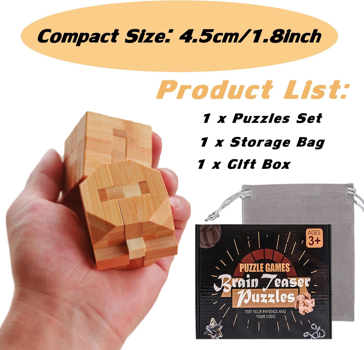 Holzsammlung Set 9 Rompicapo Legno 3D Puzzle 4.5cm - immagine 5