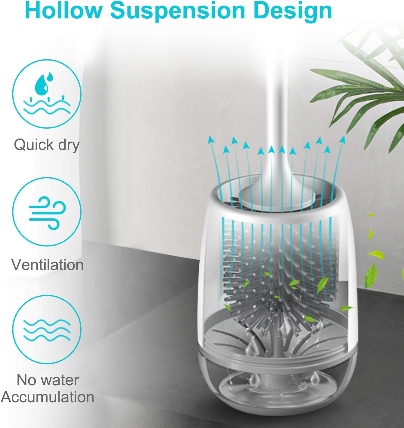 Eweima Scopino WC Silicone con Supporto Asciugatura Rapida - immagine 2