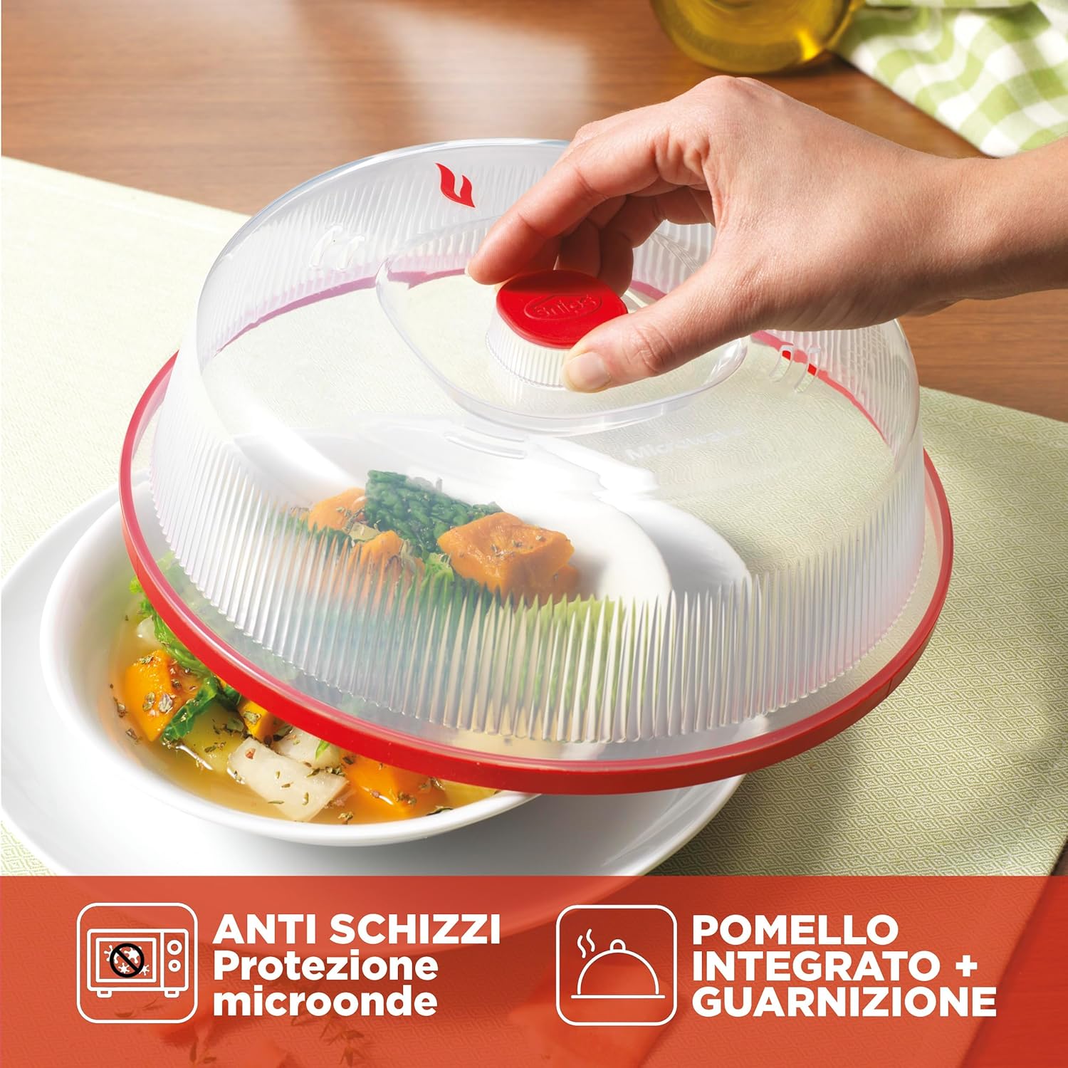 Snips 000706 Campana per Microonde Trasparente e Rosso - immagine 2