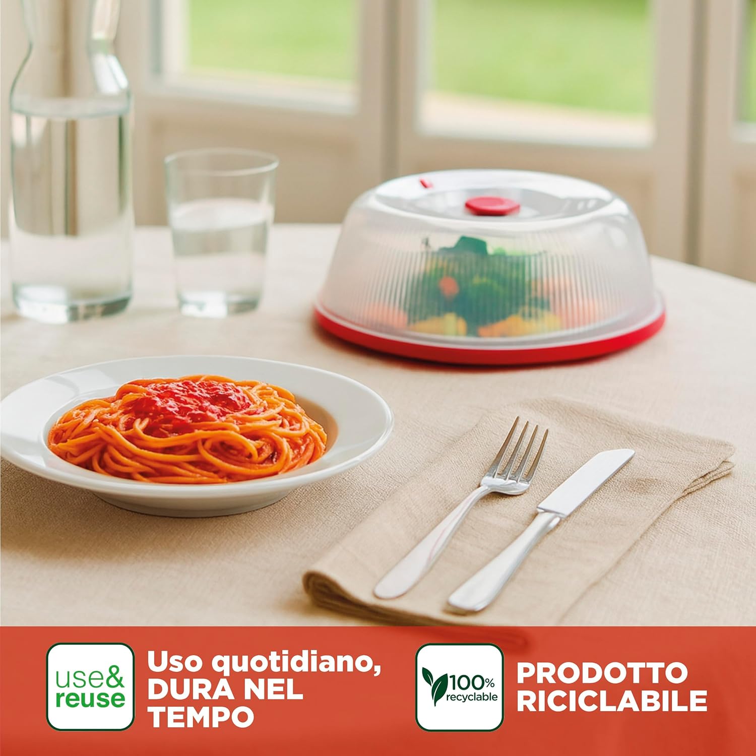 Snips 000706 Campana per Microonde Trasparente e Rosso - immagine 5