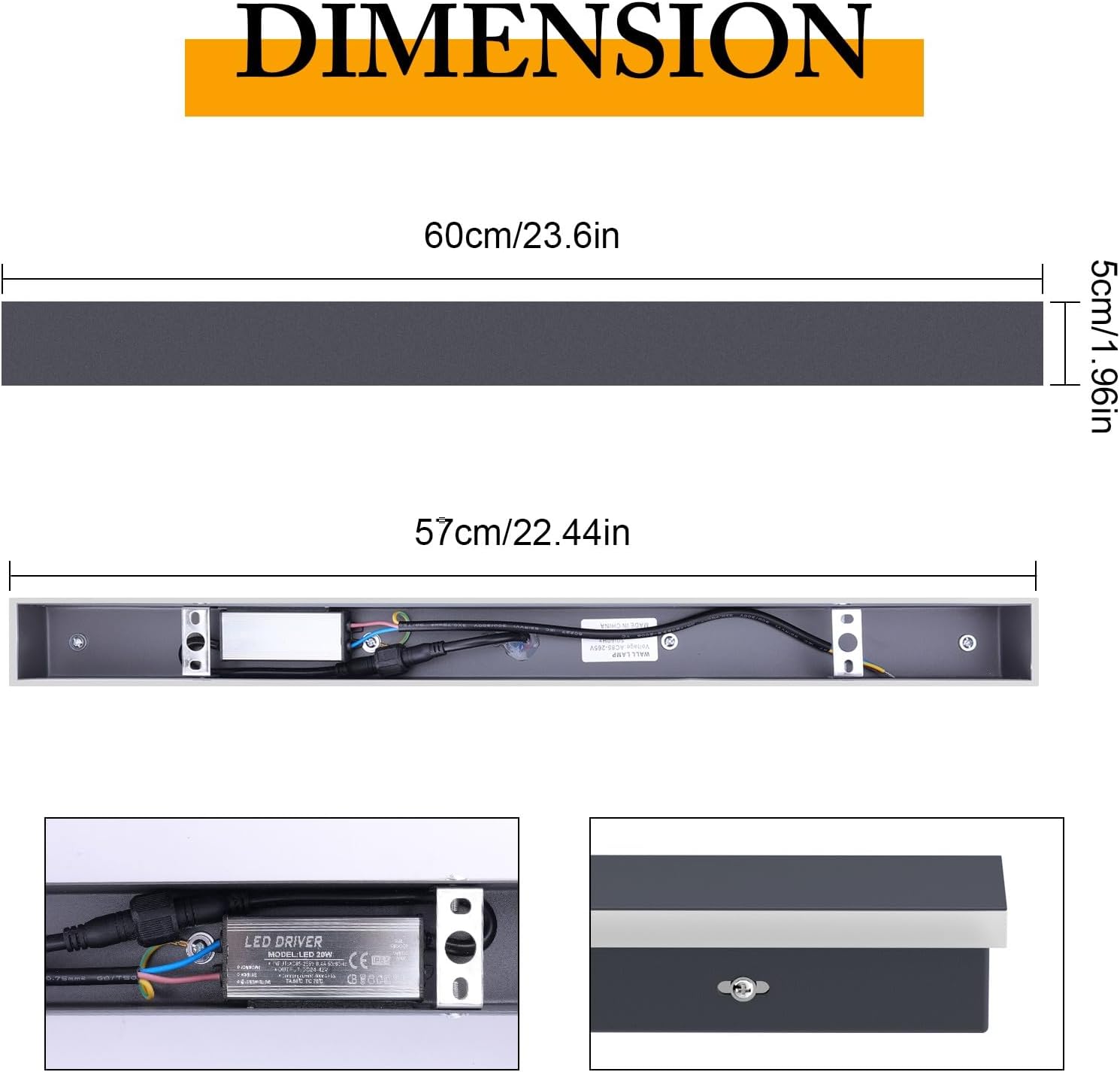 K-bright Lampada da Parete LED 20W 3000K 60CM, Antracite - immagine 7