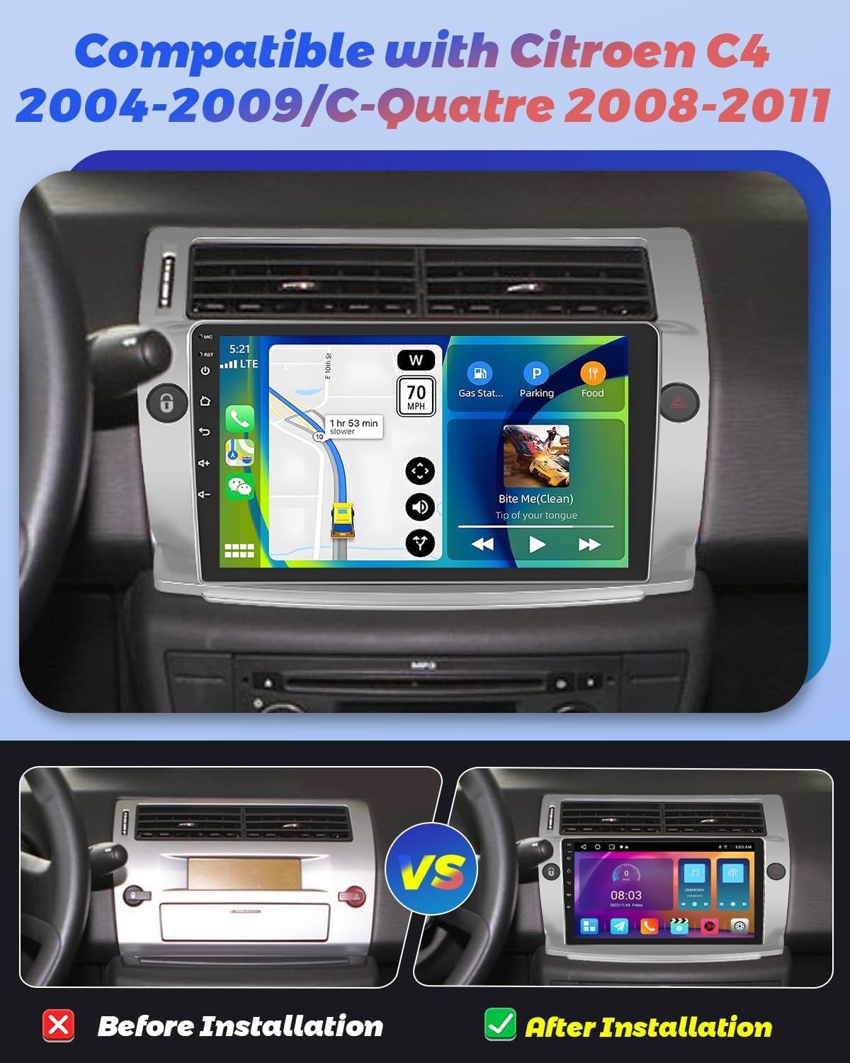 Hikity 2+64G Autoradio Android 15 per Citroen C4 9" - immagine 2