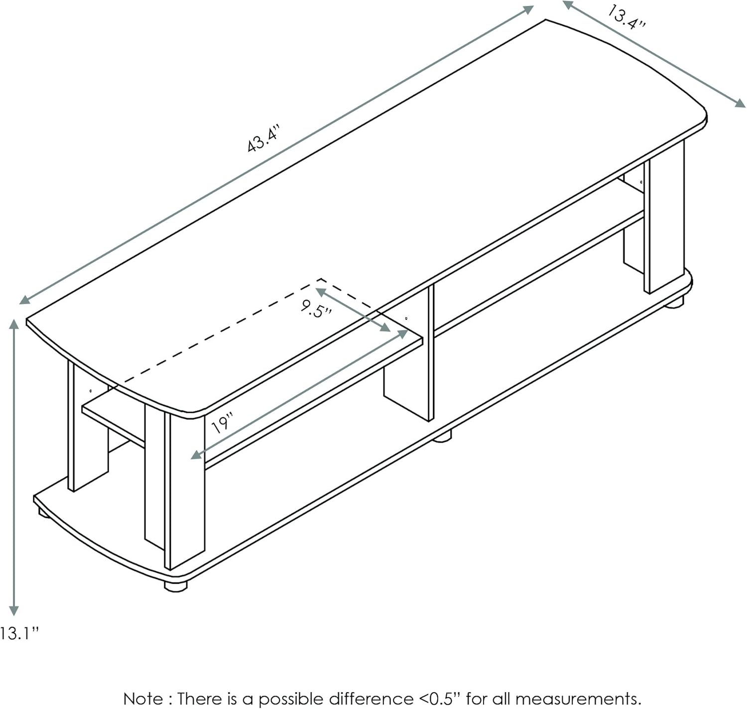 Furinno 11191DWN Centro Intrattenimento TV, Dark Walnut - immagine 2