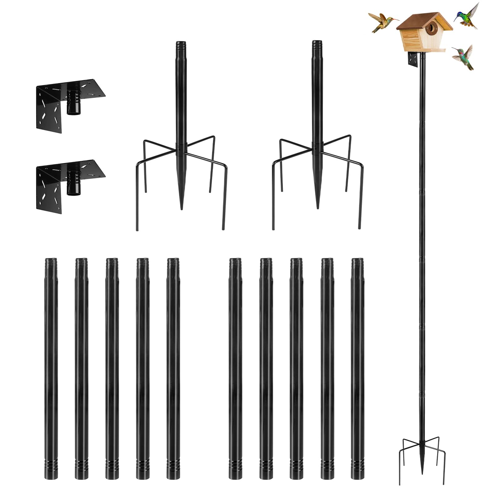 Supporto Regolabile per Casetta Uccelli 220cm, Nero