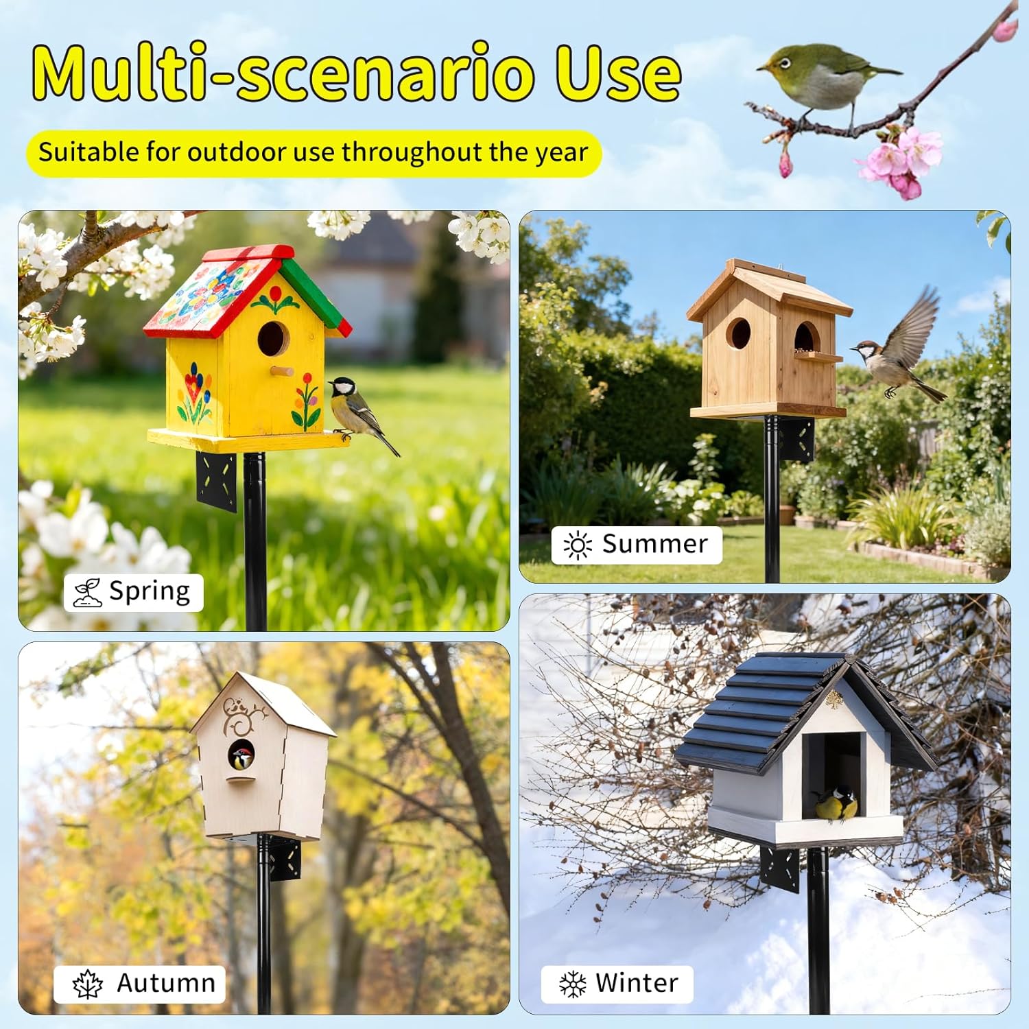 Supporto Regolabile per Casetta Uccelli 220cm, Nero - immagine 7