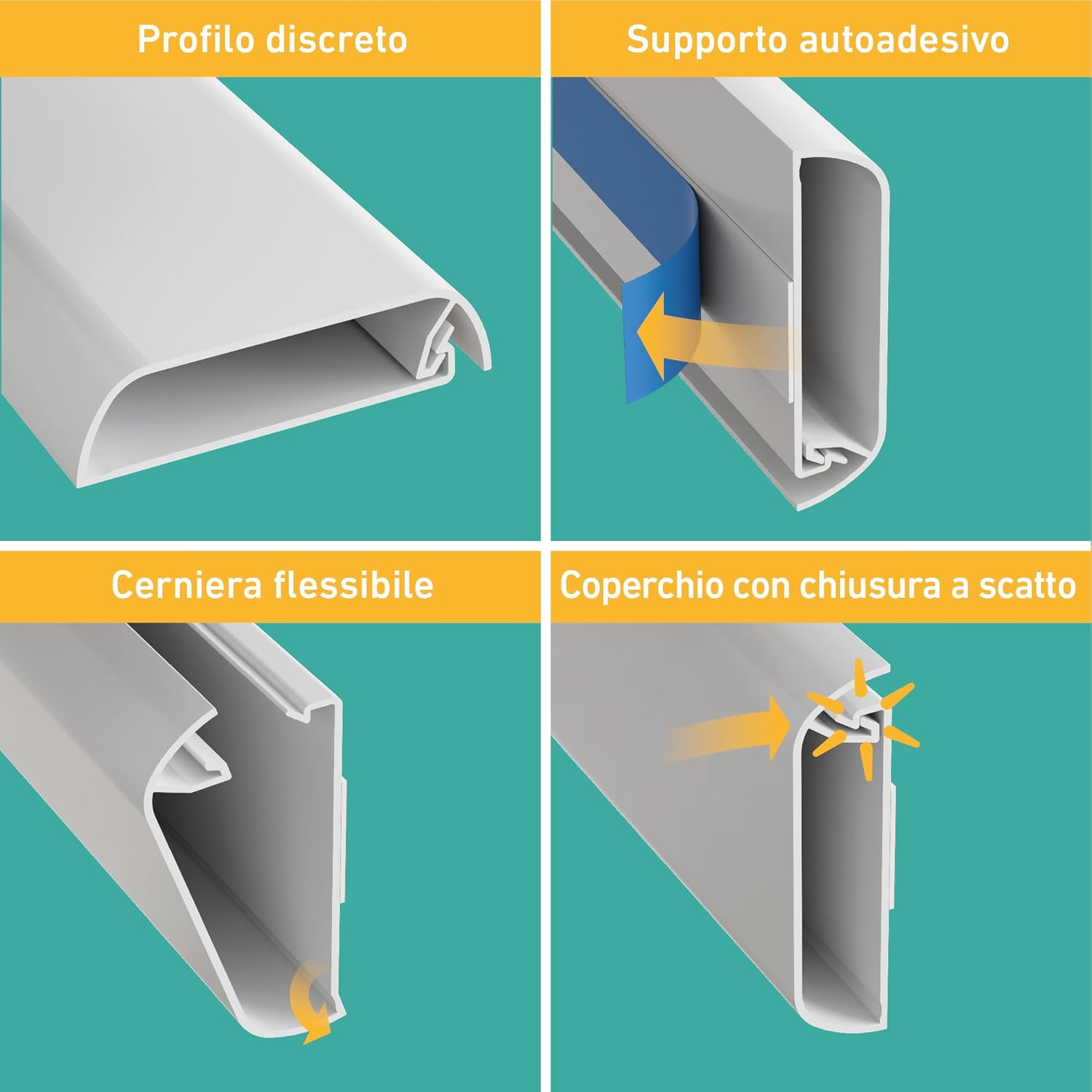 D-line Canalina Copricavi per Parete 60x15mm 40cm - Bianco - immagine 2
