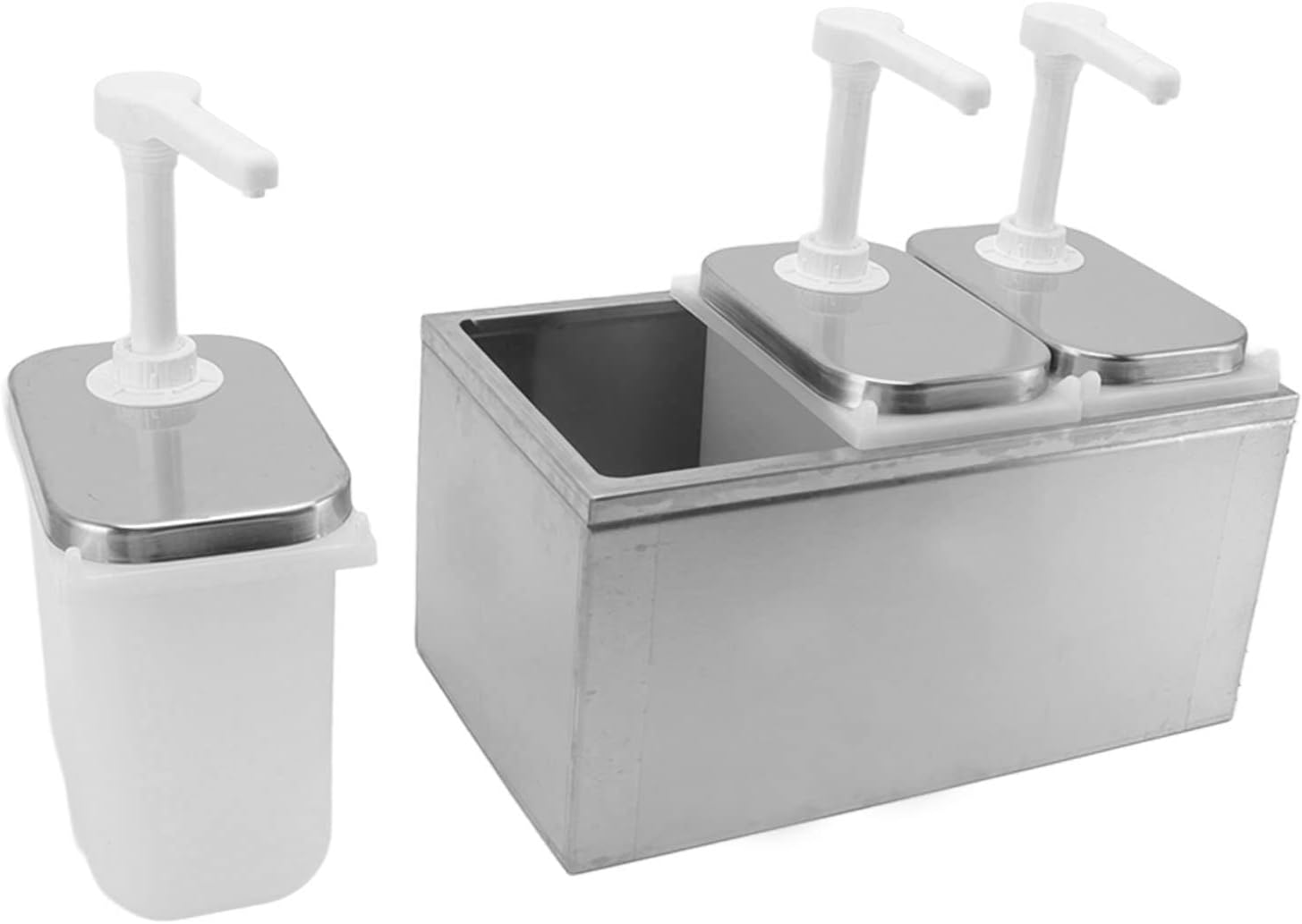 Dosatore Salse Acciaio Inox - Pompa Tripla 2 Litri - immagine 3