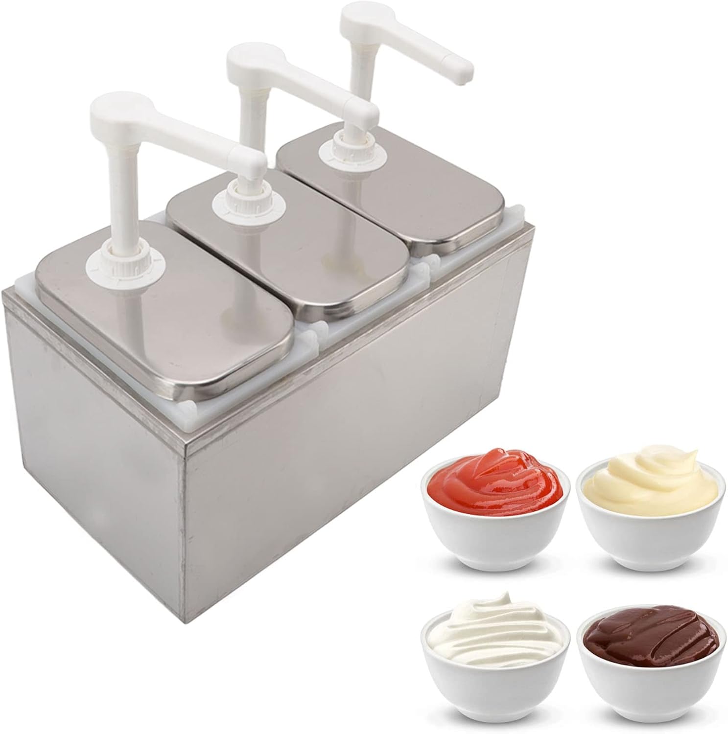 Dosatore Salse Acciaio Inox - Pompa Tripla 2 Litri - immagine 4